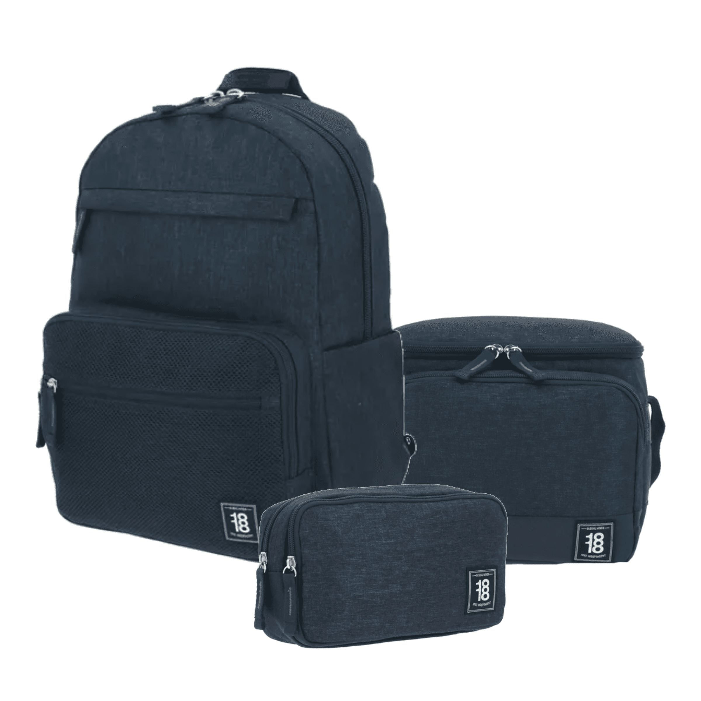 Kit Escolar 1818 by Chenson (Mochila + Lonchera + Lapicera) Azul Juvenil - Modelo 1865731, modelo 1865731-9-KC3