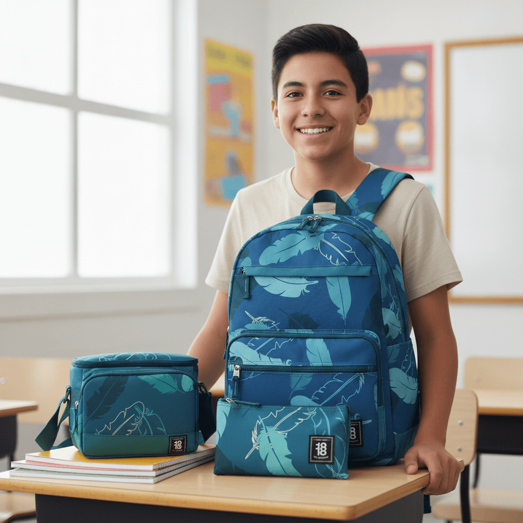 Kit Escolar 1818 by Chenson (Mochila + Lonchera + Lapicera) Verde Juvenil, modelo 1865755-G-KC3
