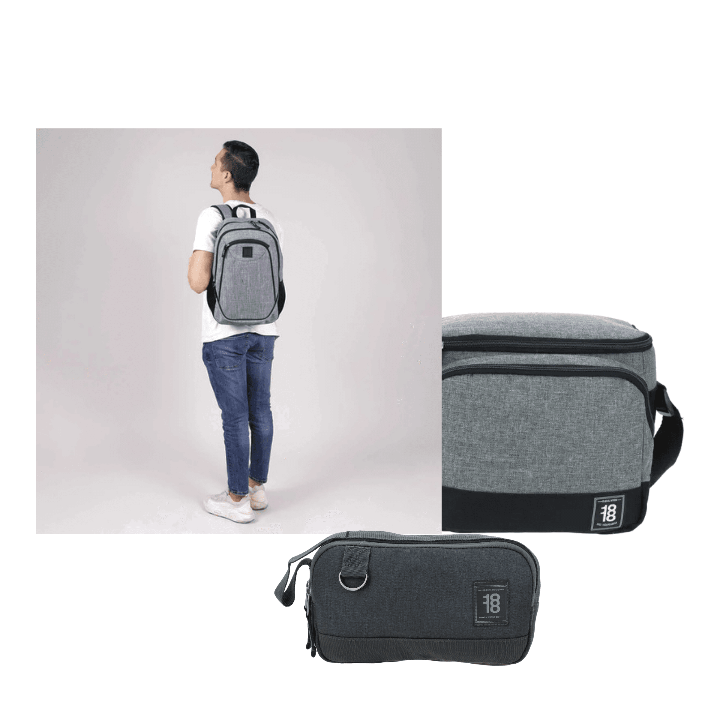 Kit Escolar 1818 by Chenson (Mochila + Lonchera + Lapicera) Gris Juvenil - Modelo 1865938, modelo 1865938-2-KC3
