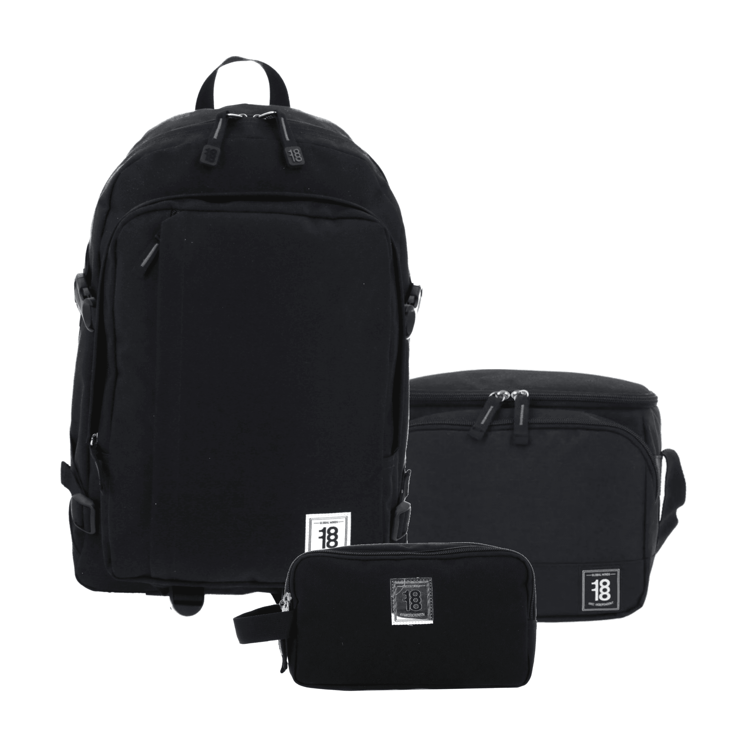 Kit Escolar 1818 by Chenson Mochila + Lonchera + Lapicera Negro Juvenil, modelo 1865950-3-KC3