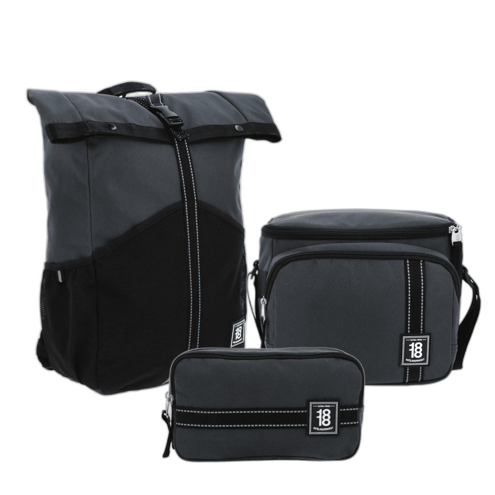 Kit Escolar 1818 by Chenson (Mochila + Lonchera + Lapicera) Negro Juvenil - Modelo 1870247, modelo 1870247-3-KC3