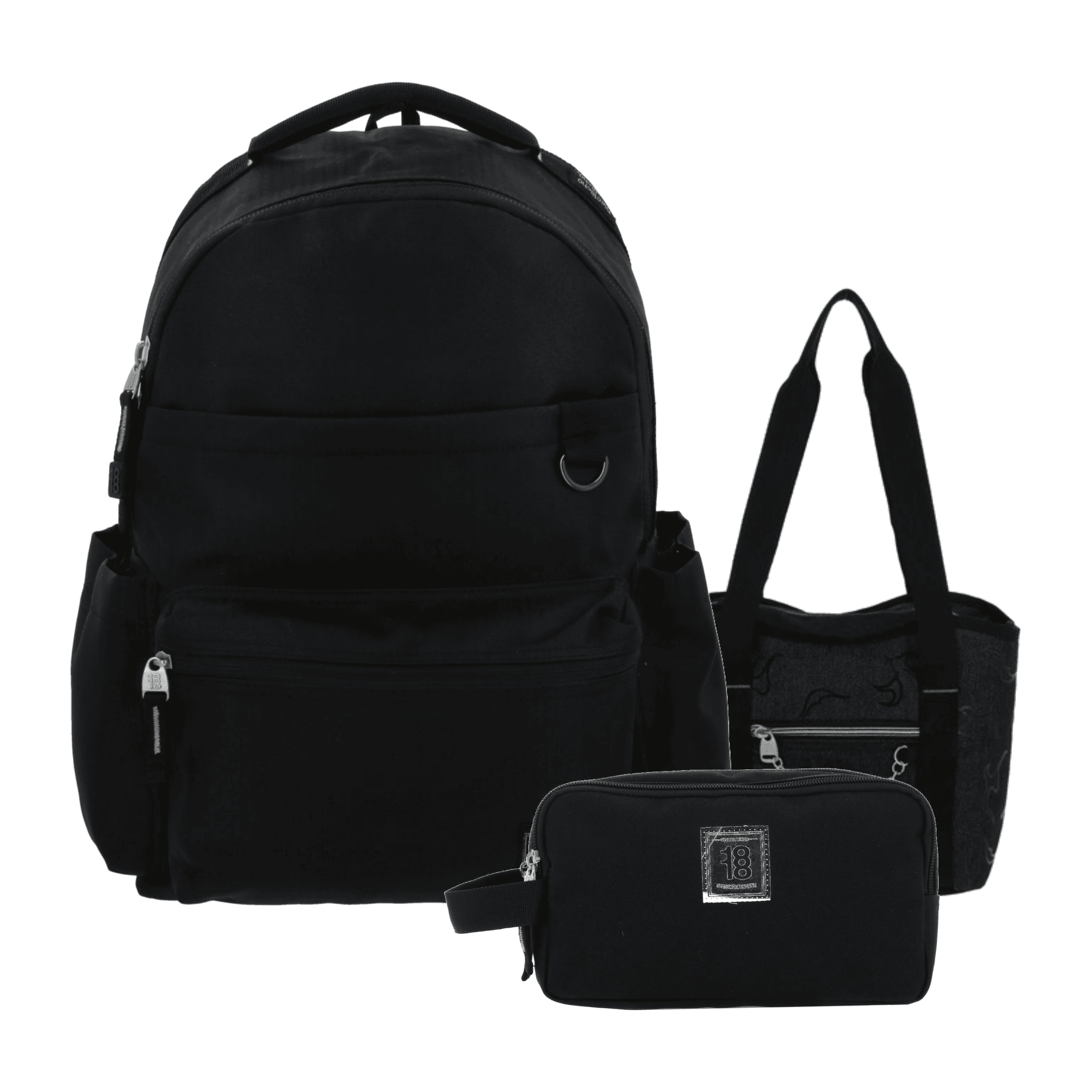 Kit Escolar 1818 by Chenson (Mochila + Lonchera + Lapicera) Negro Juvenil - Modelo 1870920, modelo 1870920-3-KC3