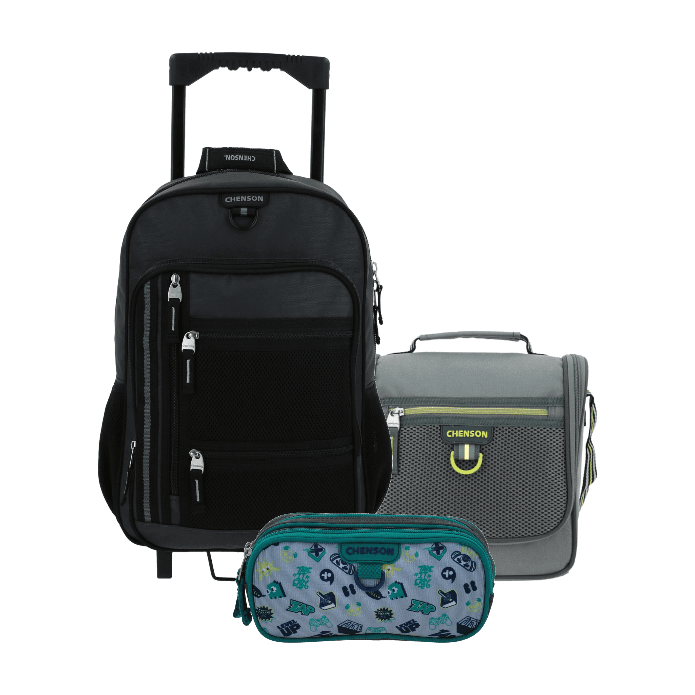 Kit Escolar Chenson Clásico (Mochila + Lonchera + Lapicera) Gris Infantil, modelo CH70933-2-KB3