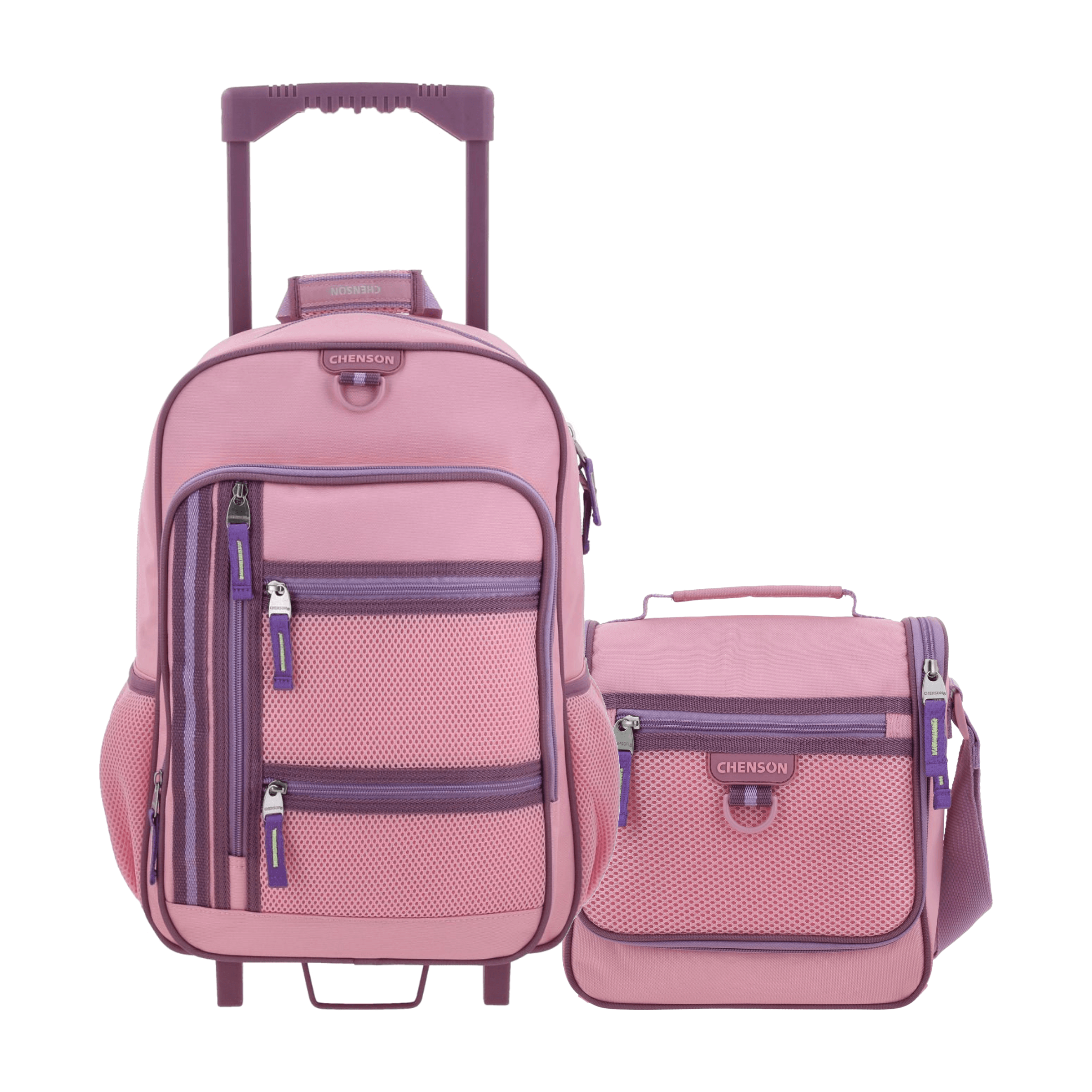 Kit Escolar Chenson Clásico (Mochila con Ruedas + Lonchera) Rosa, modelo CH70933-P-KB2O