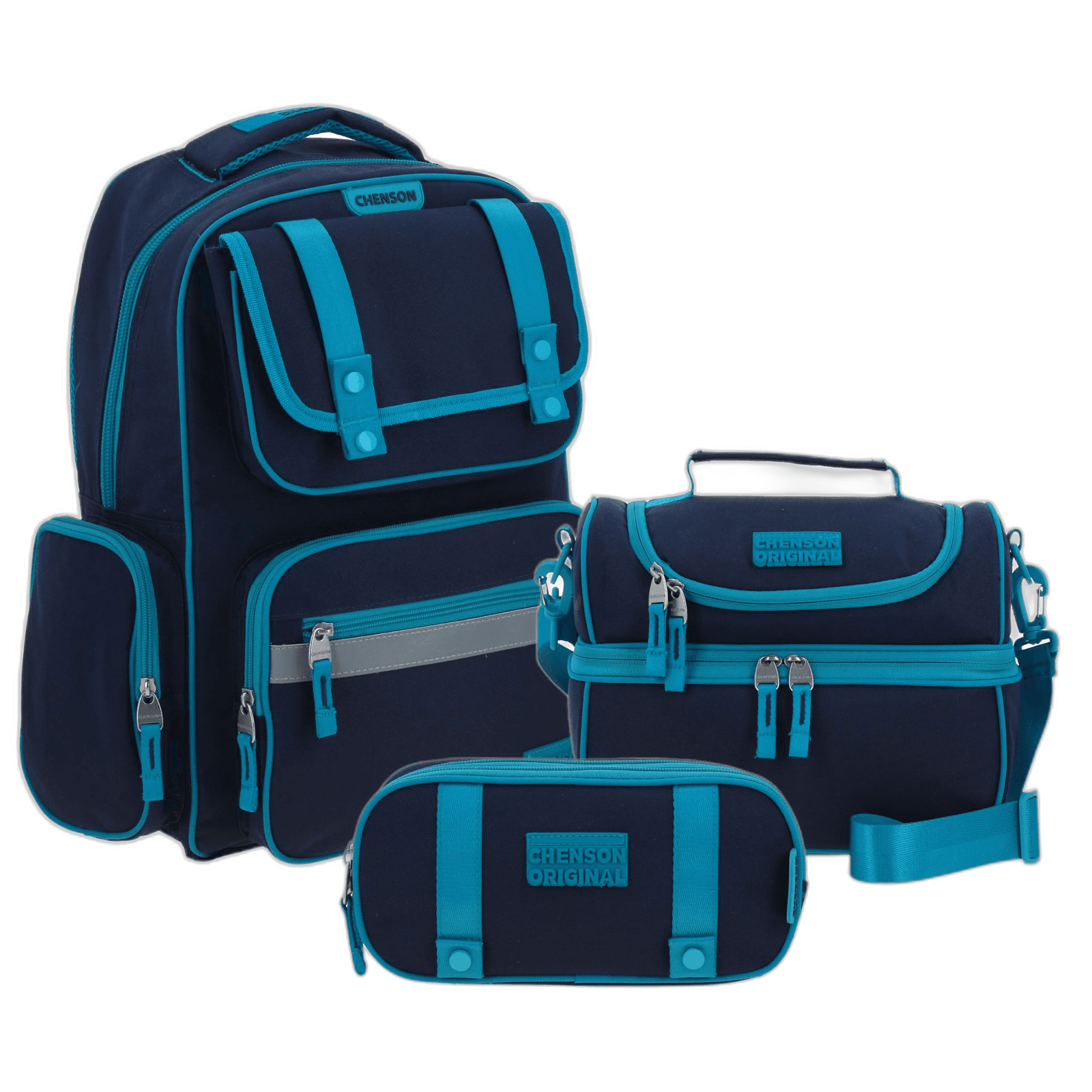 Kit Escolar Chenson Original (Mochila + Lonchera + Lapicera) Turquesa, modelo CO70203-T-KC3