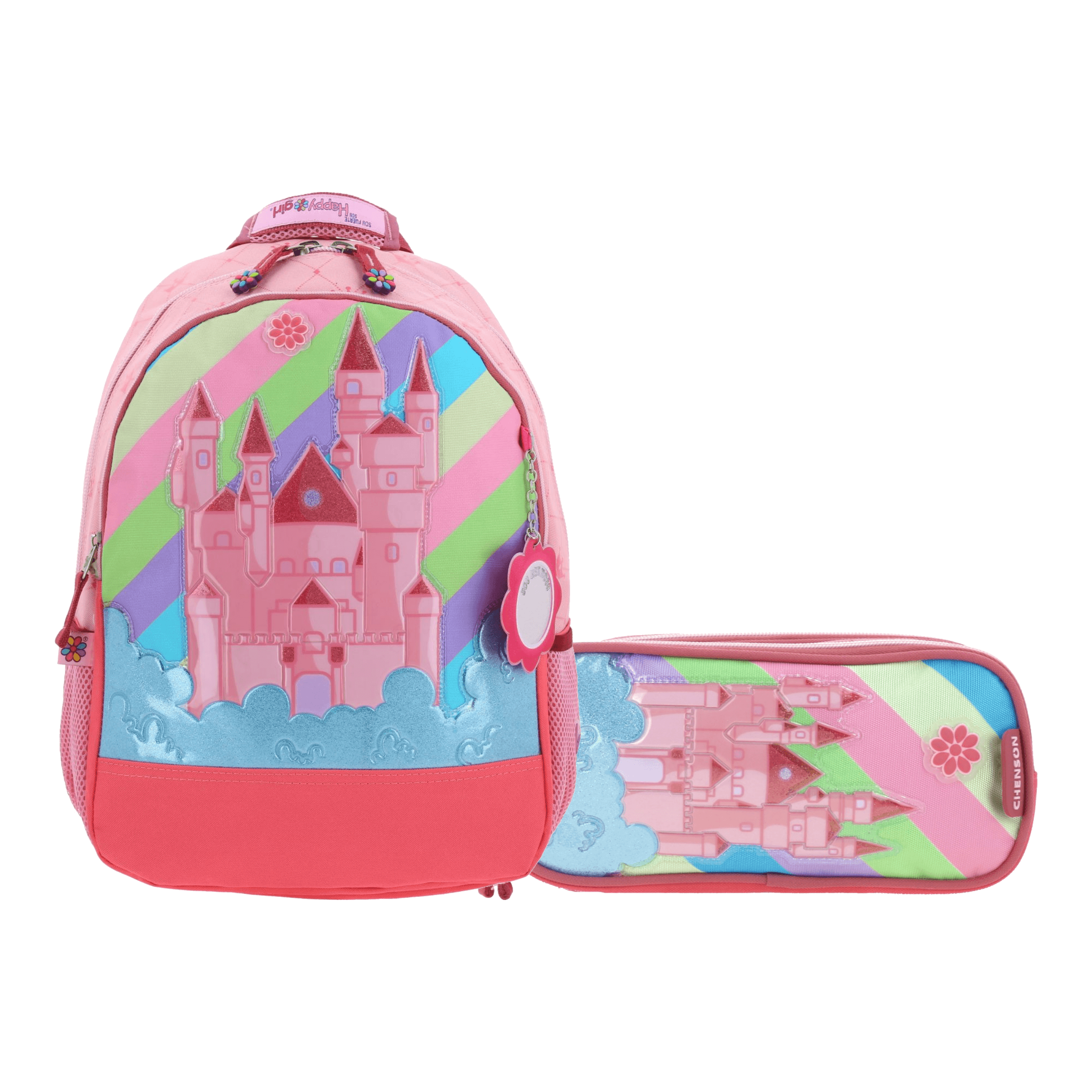 Kit Escolar Happy Girl by Chenson (Mochila + Lapicera) Rosa Infantil - Modelo HG66030, modelo HG66030-P-KC2A