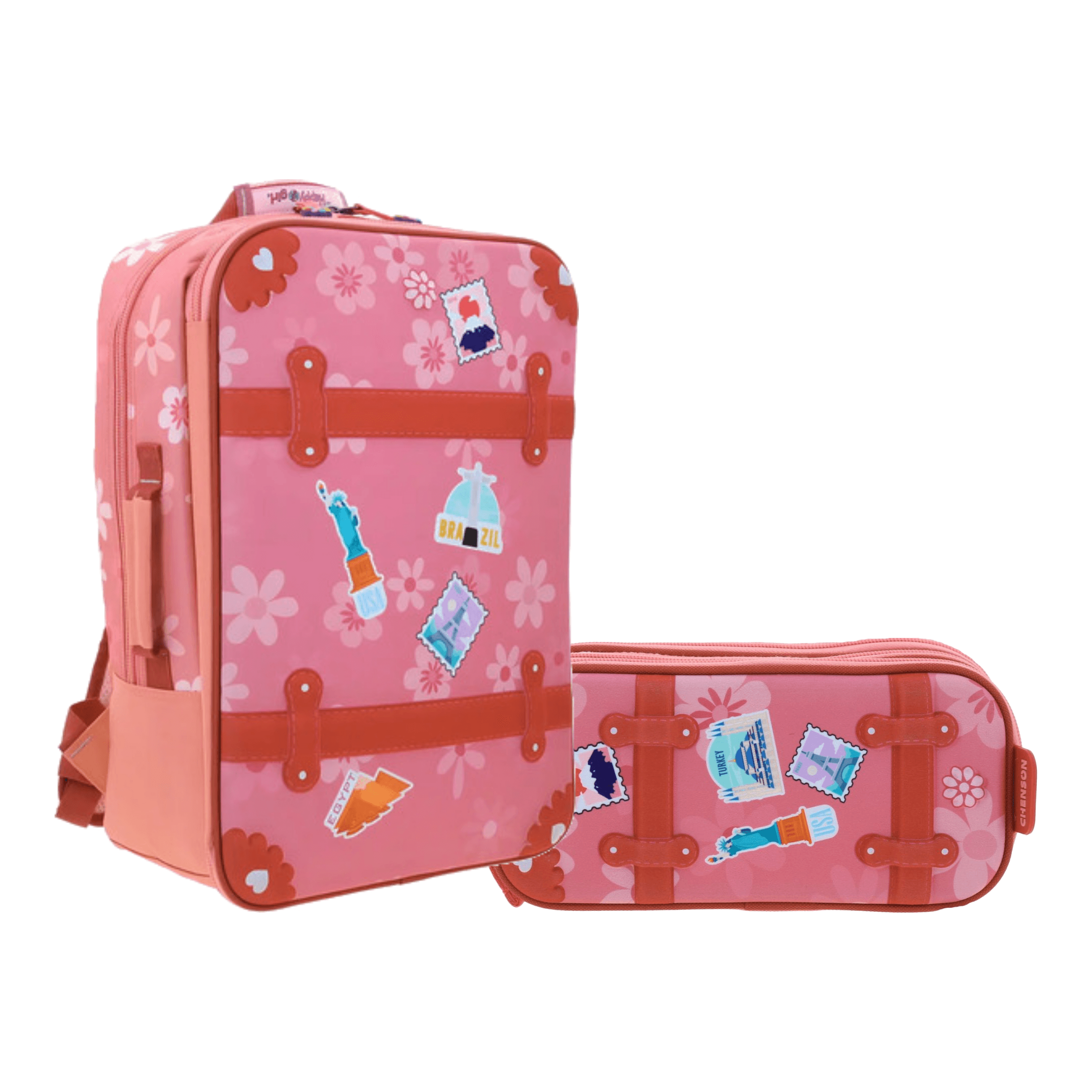Kit Escolar Happy Girl by Chenson (Mochila + Lapicera) Rosa Infantil - Modelo HG66459, modelo HG66459-P-KC2A