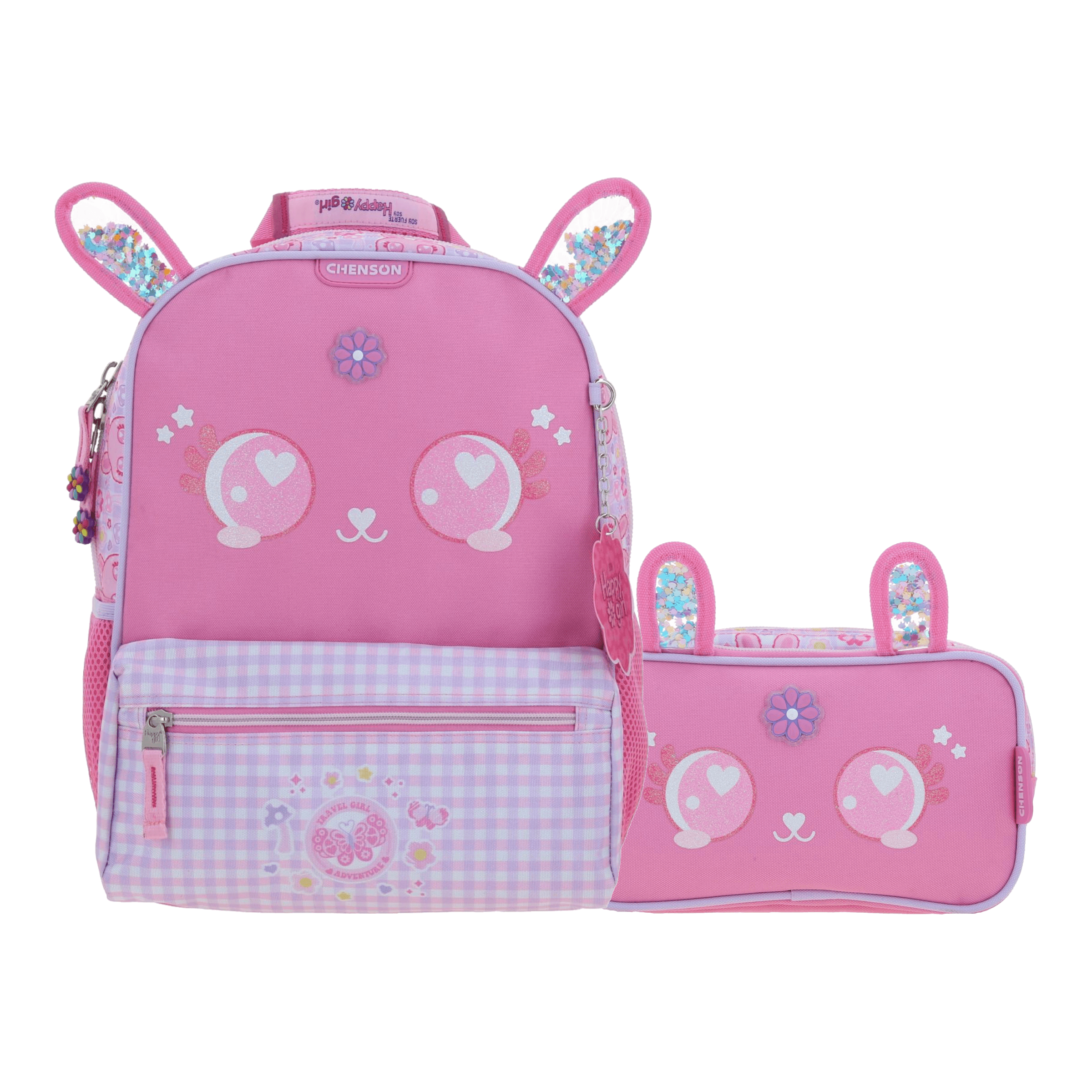 Kit Escolar Happy Girl by Chenson Mochila + Lapicera Rosa Infantil - Modelo HG66562, modelo HG66562-P-KC2A