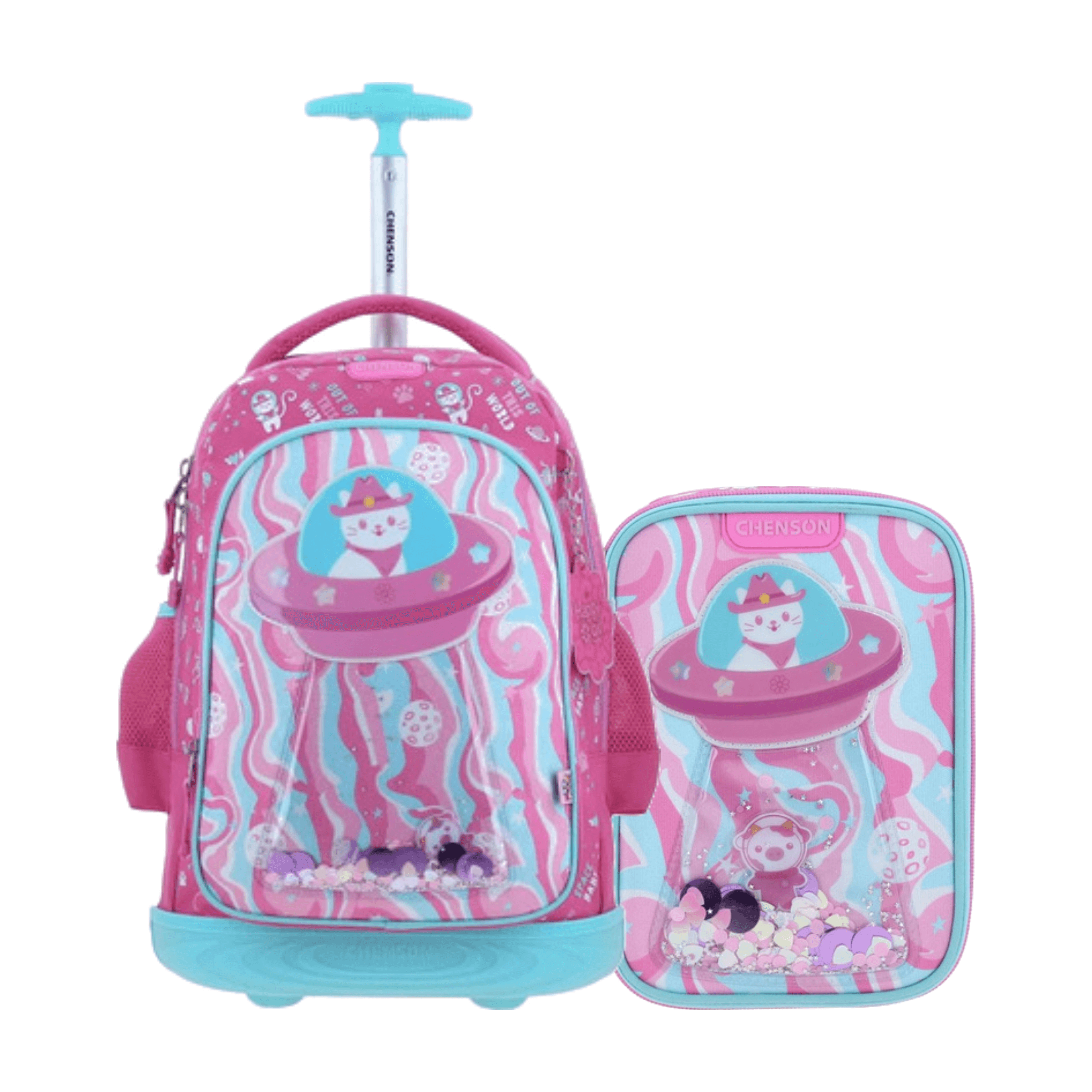 Kit Escolar Happy Girl by Chenson (Mochila con Ruedas + Lapicera) Rosa Infantil - Modelo HG70161, modelo HG70161-P-KB2A