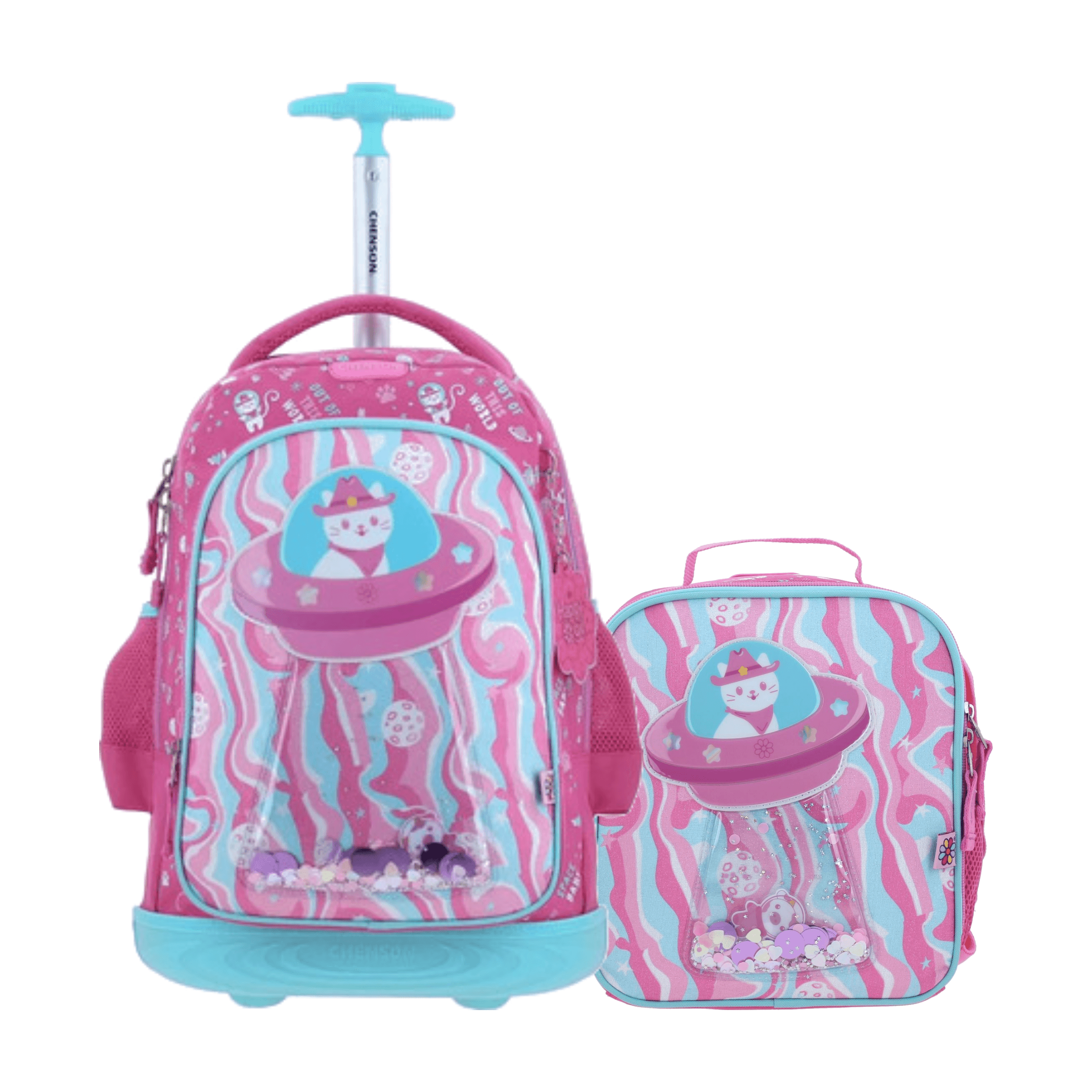 Kit Escolar Happy Girl by Chenson (Mochila con Ruedas + Lonchera) Rosa Infantil - Modelo HG70161, modelo HG70161-P-KB2O