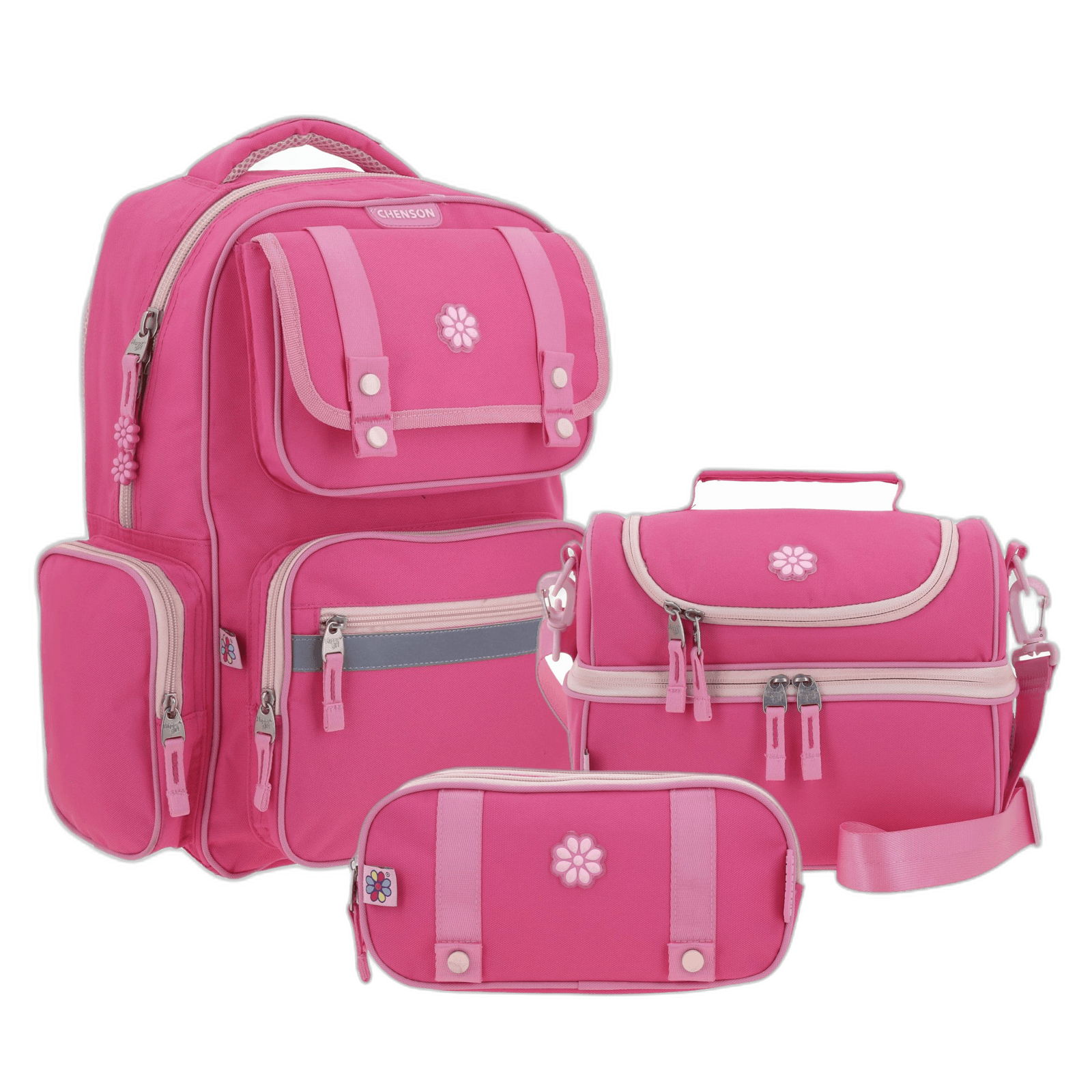 Kit Escolar Happy Girl by Chenson (Mochila + Lonchera + Lapicera) Rosa Infantil - Modelo HG70204, modelo HG70204-P-KC3