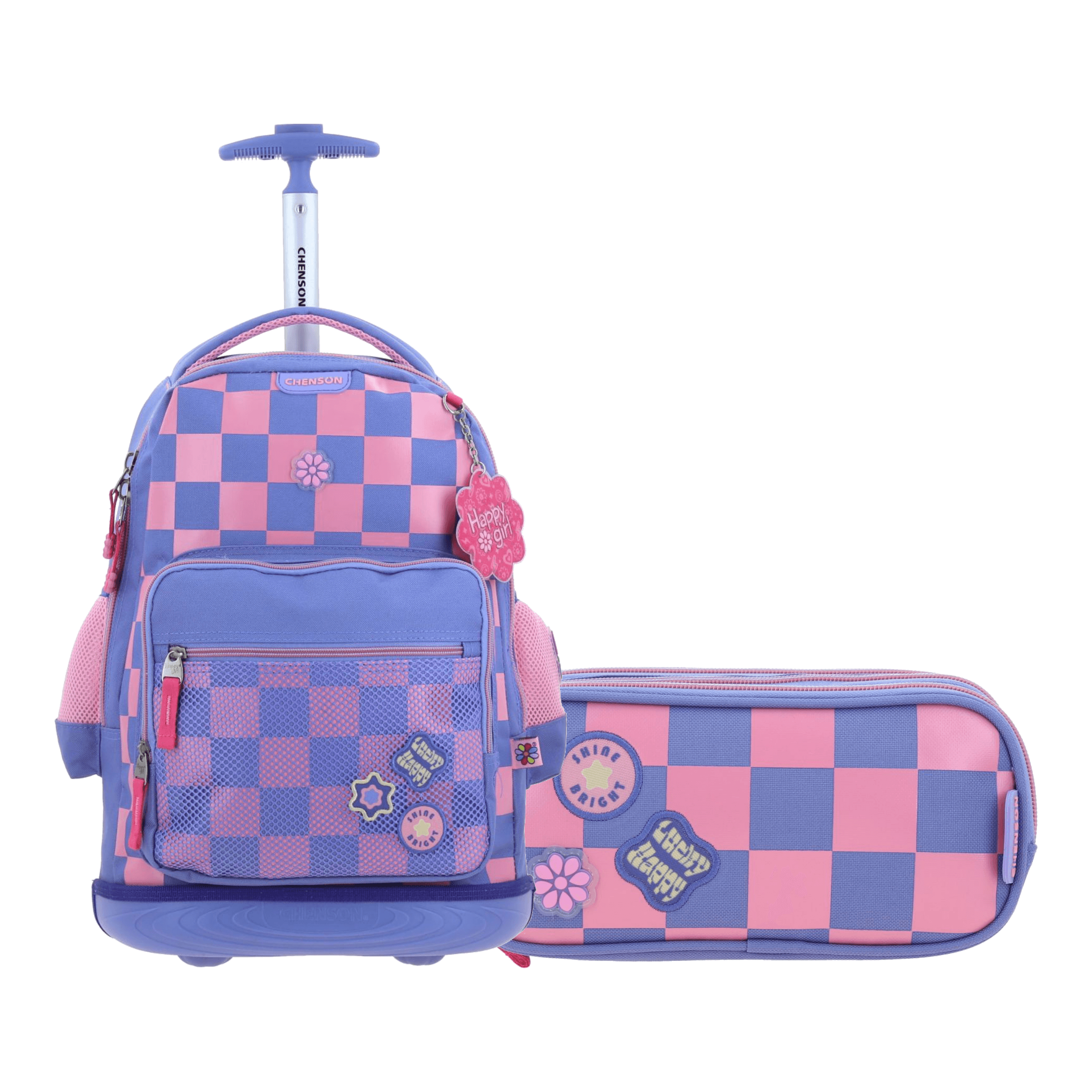 Kit Escolar Happy Girl by Chenson (Mochila con Ruedas + Lapicera) Uva Infantil, modelo HG70238-U-KB2A