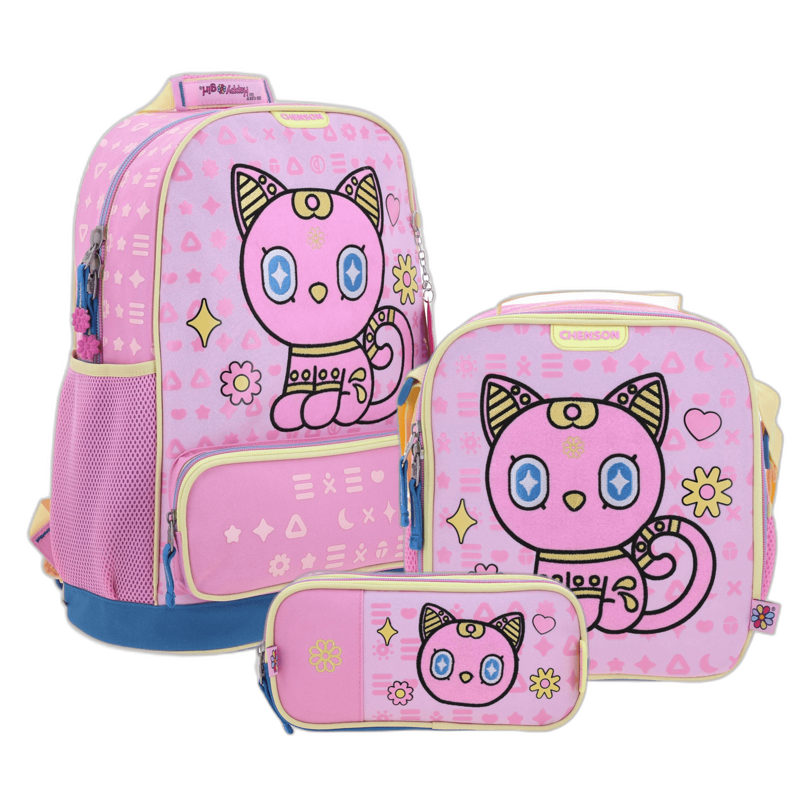 Kit Escolar Happy Girl by Chenson Rosa (Mochila + Lonchera + Lapicera) Infantil - Modelo HG70354, modelo HG70354-KC3