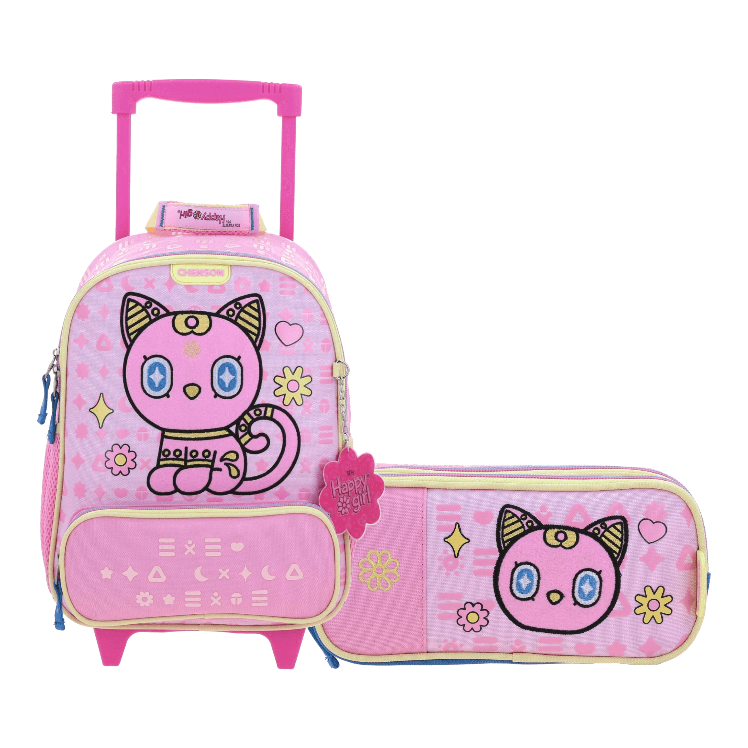 Kit Escolar Happy Girl by Chenson (Mochila con Ruedas + Lapicera) Rosa Infantil - Modelo HG70357, modelo HG70357-P-KB2A