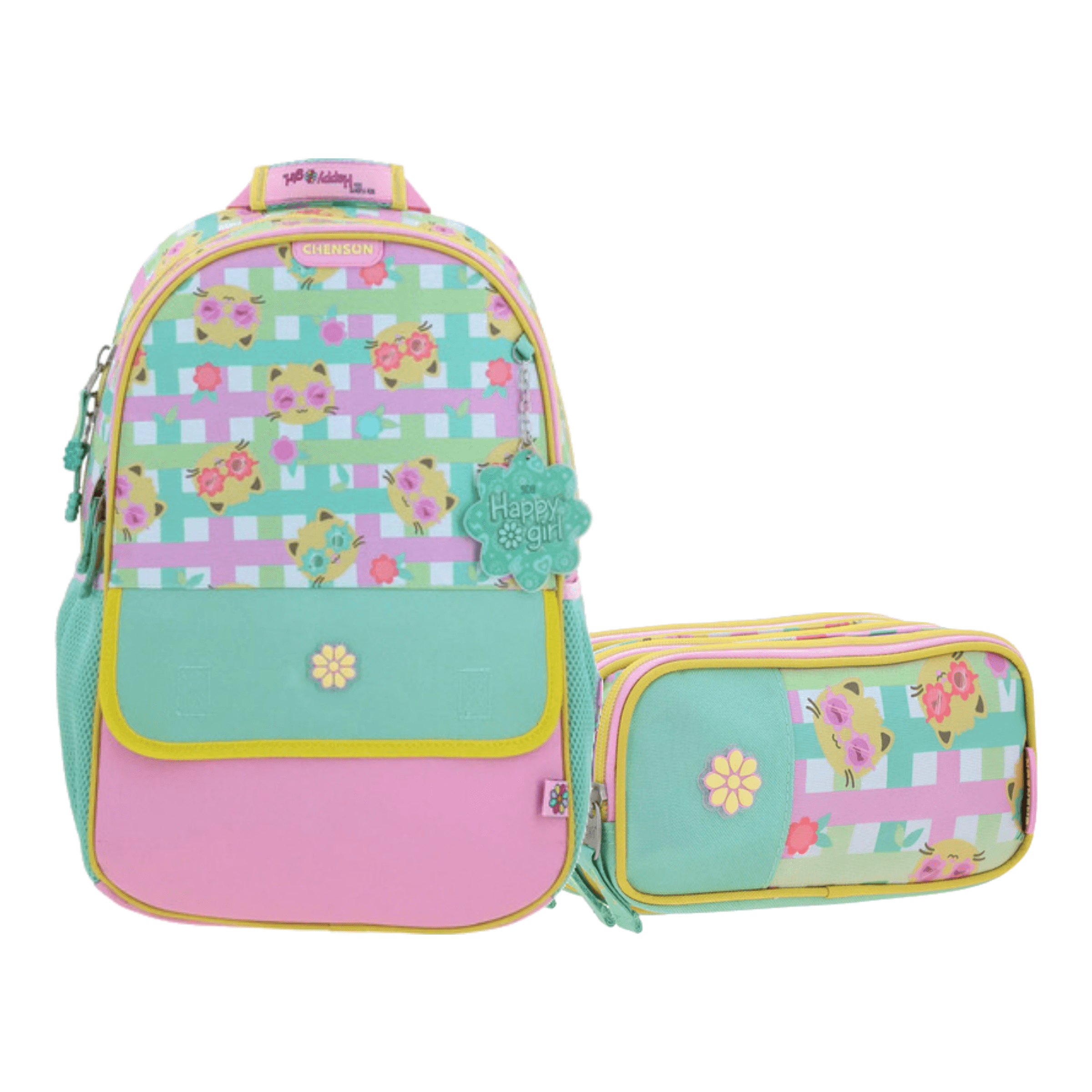 Kit Escolar Happy Girl by Chenson Mochila + Lapicera Rosa Infantil - Modelo HG70706, modelo HG70706-P-KC2A