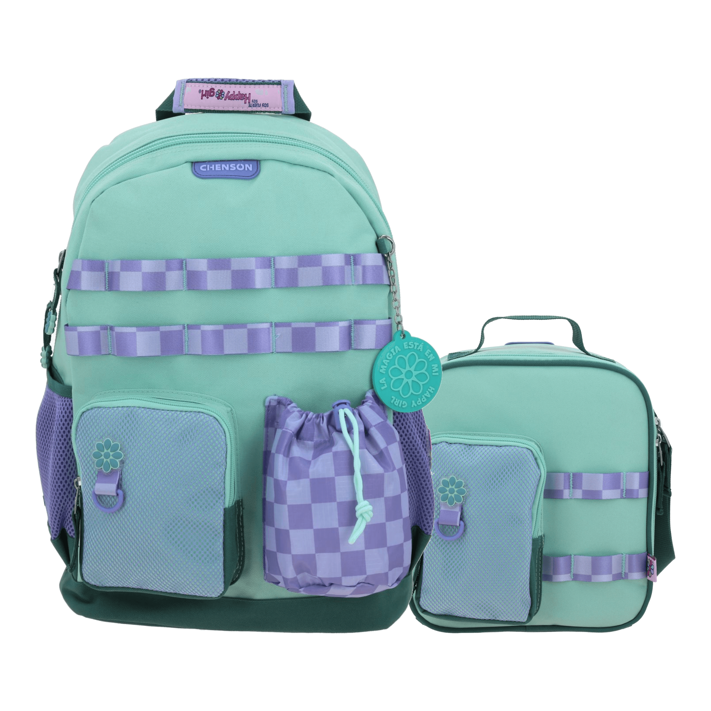 Kit Escolar Happy Girl by Chenson (Mochila + Lonchera) Verde Infantil, modelo HG70897-G-KC2O