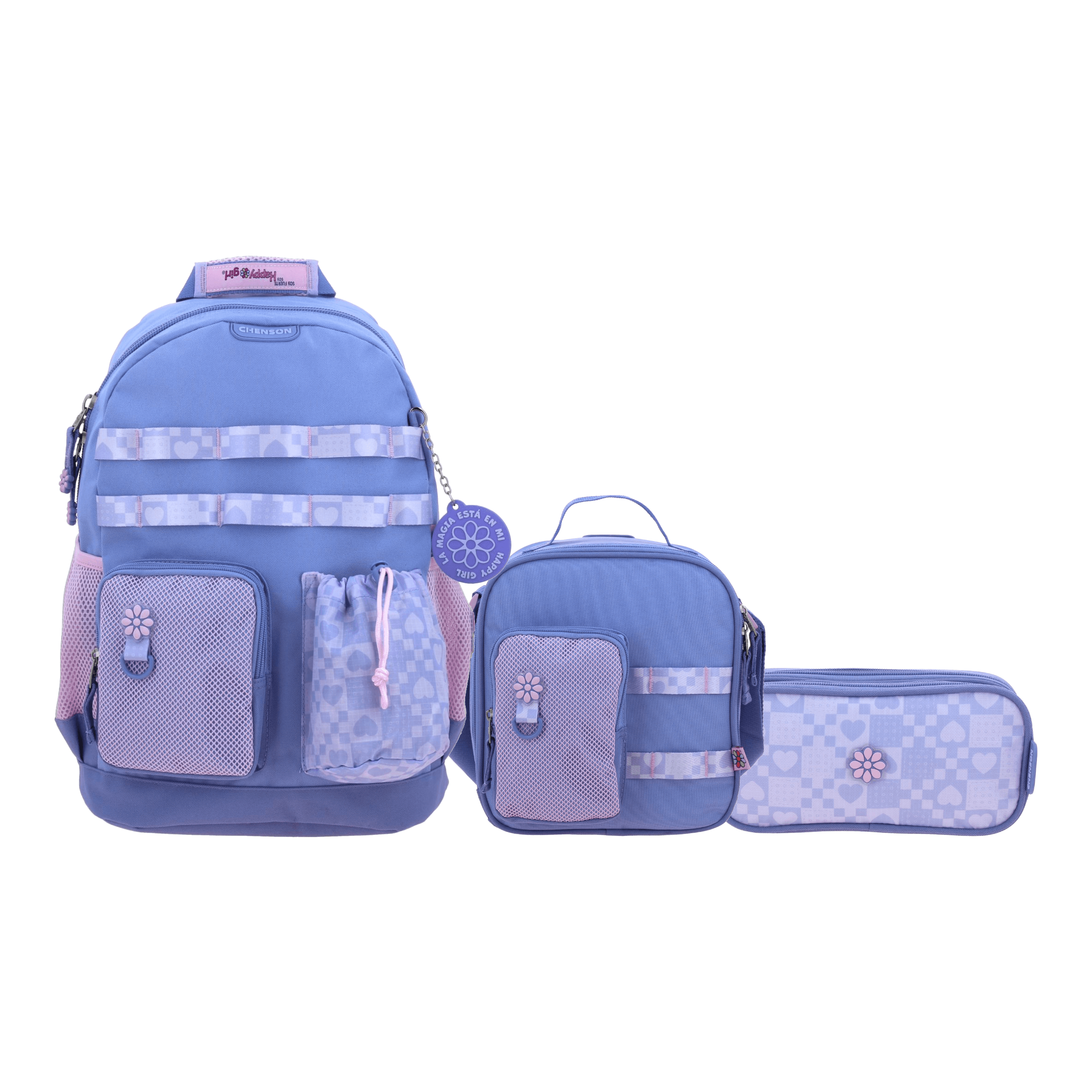 Kit Escolar Happy Girl by Chenson (Mochila + Lonchera + Lapicera) Uva Infantil - Modelo HG70897, modelo HG70897-U-KC3