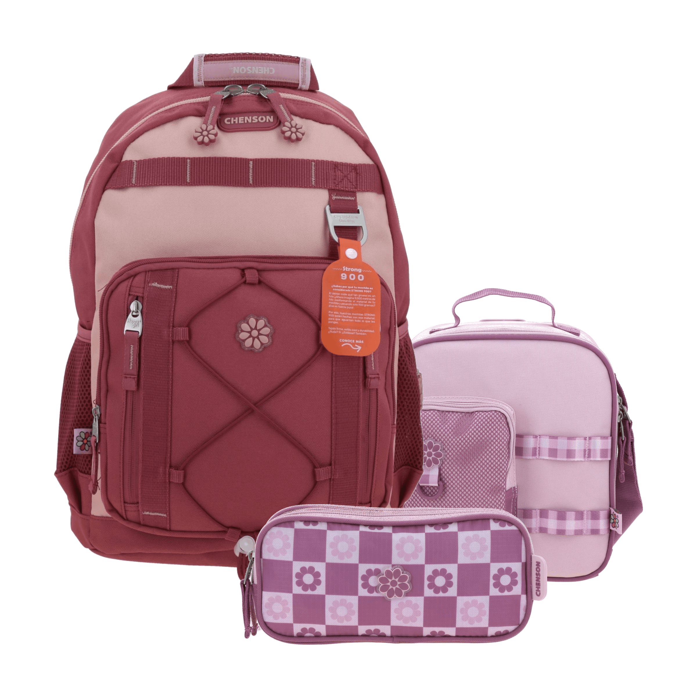 Kit Escolar Happy Girl by Chenson (Mochila + Lonchera + Lapicera) Rosa Infantil - Modelo HG70908, modelo HG70908-P-KC3