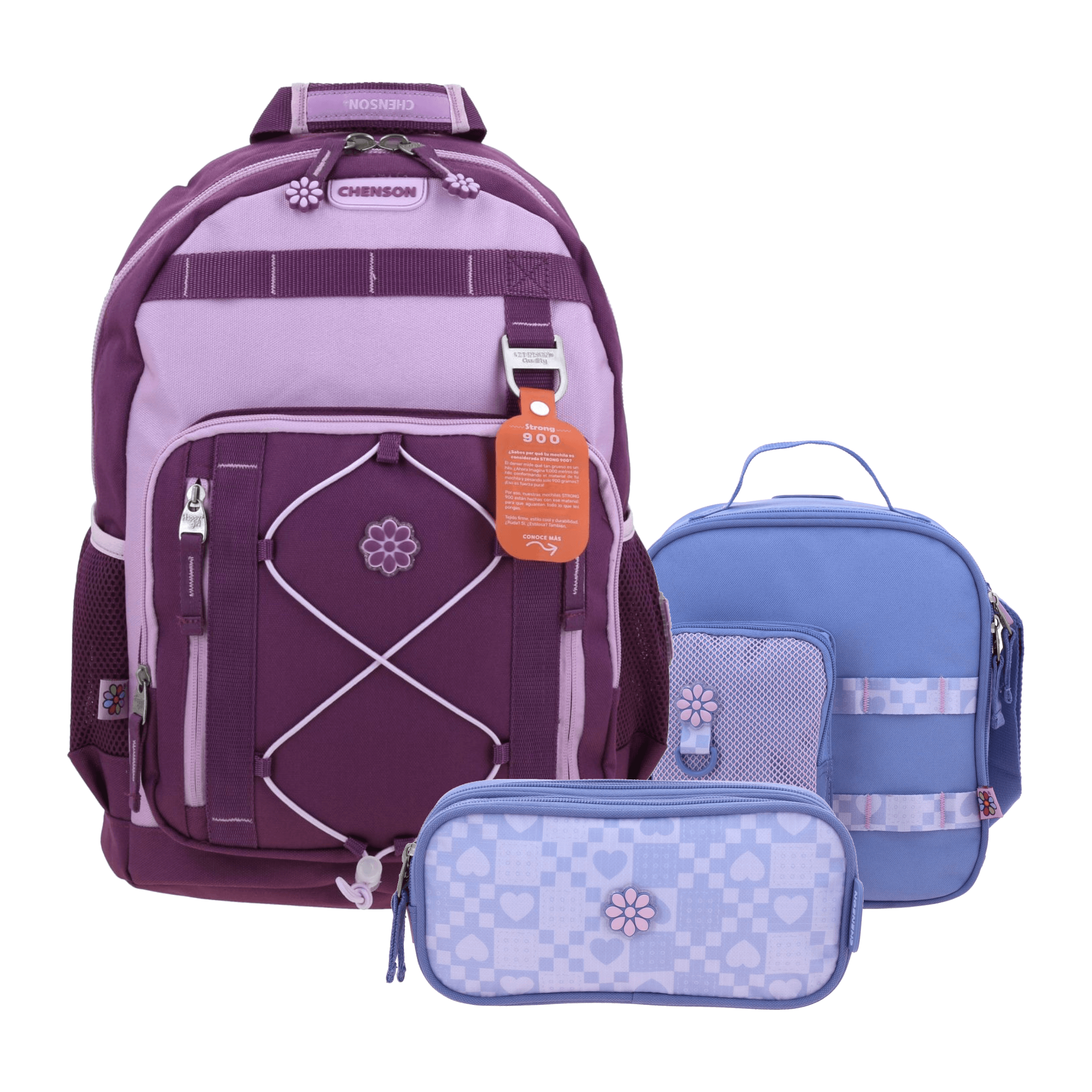 Kit Escolar Happy Girl by Chenson (Mochila + Lonchera + Lapicera) Uva Infantil - Modelo HG70908, modelo HG70908-U-KC3