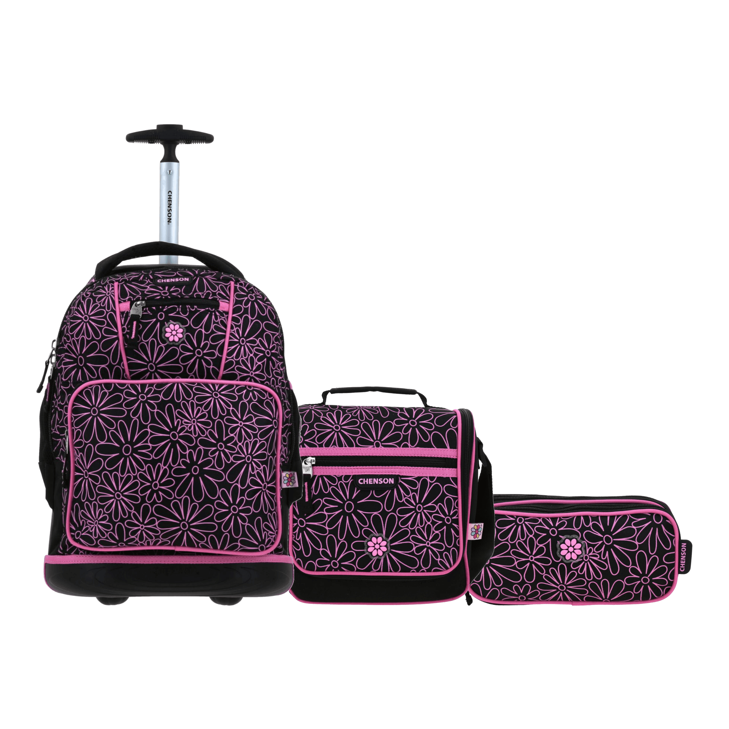 Kit Escolar Happy Girl by Chenson (Mochila con Ruedas + Lonchera + Lapicera) Negro Infantil - Modelo HG70942, modelo HG70942-3-KB3