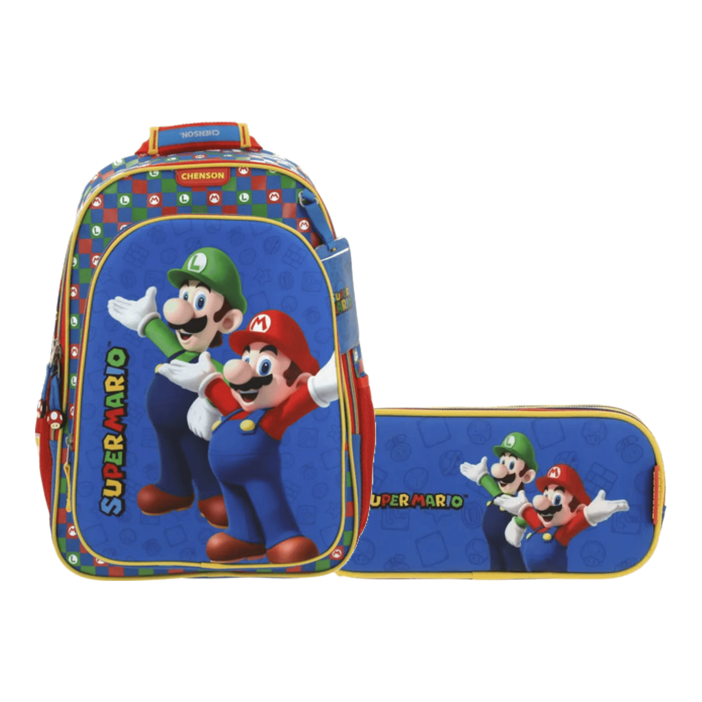 Kit Escolar Mario Bros by Chenson (Mochila + Lapicera) Azul Infantil - Modelo MB65967, modelo MB65967-9-KC2A
