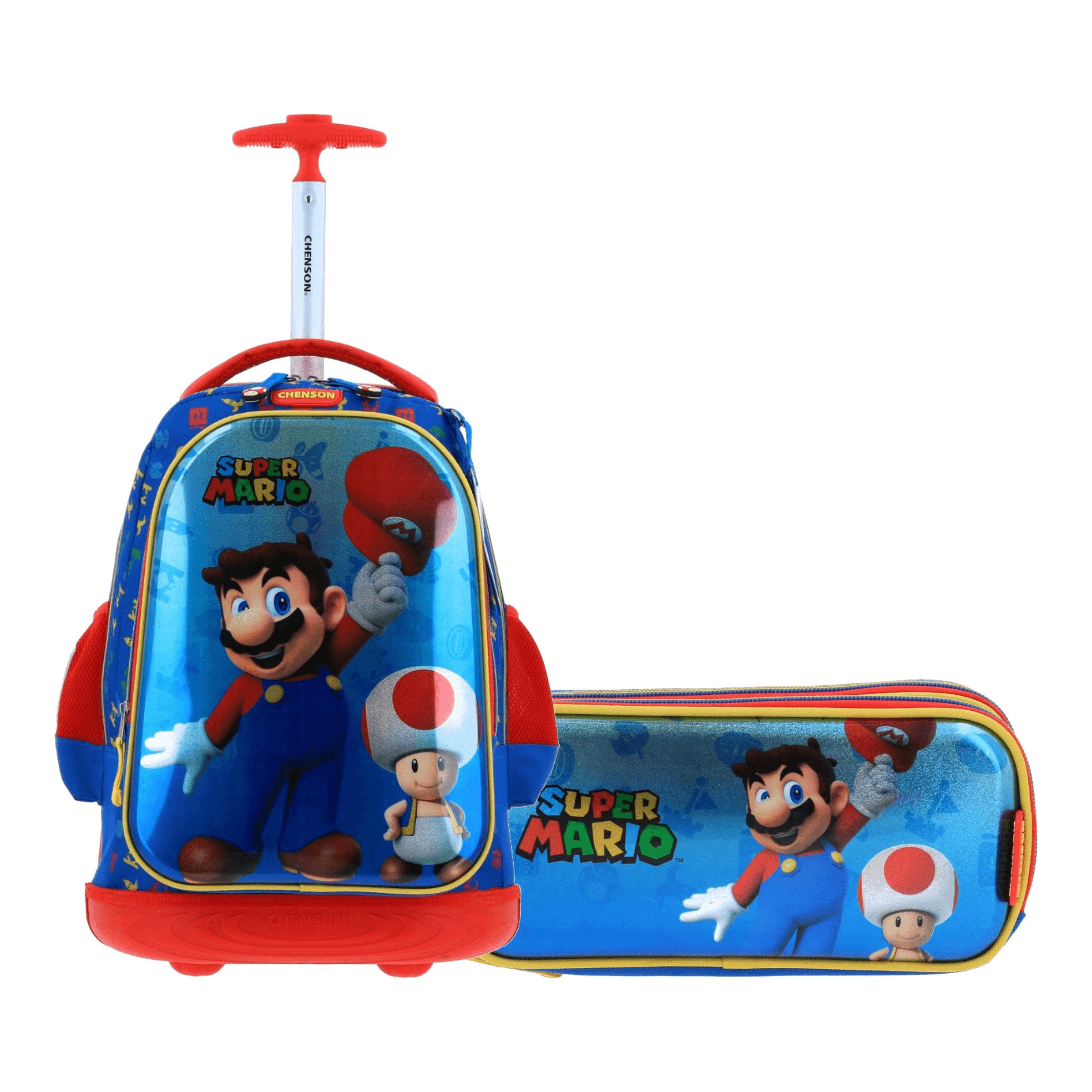 Kit Escolar Mario Bros by Chenson Mochila con Ruedas + Lapicera Azul Infantil - Modelo MB65983, modelo MB65983-9-KC2A
