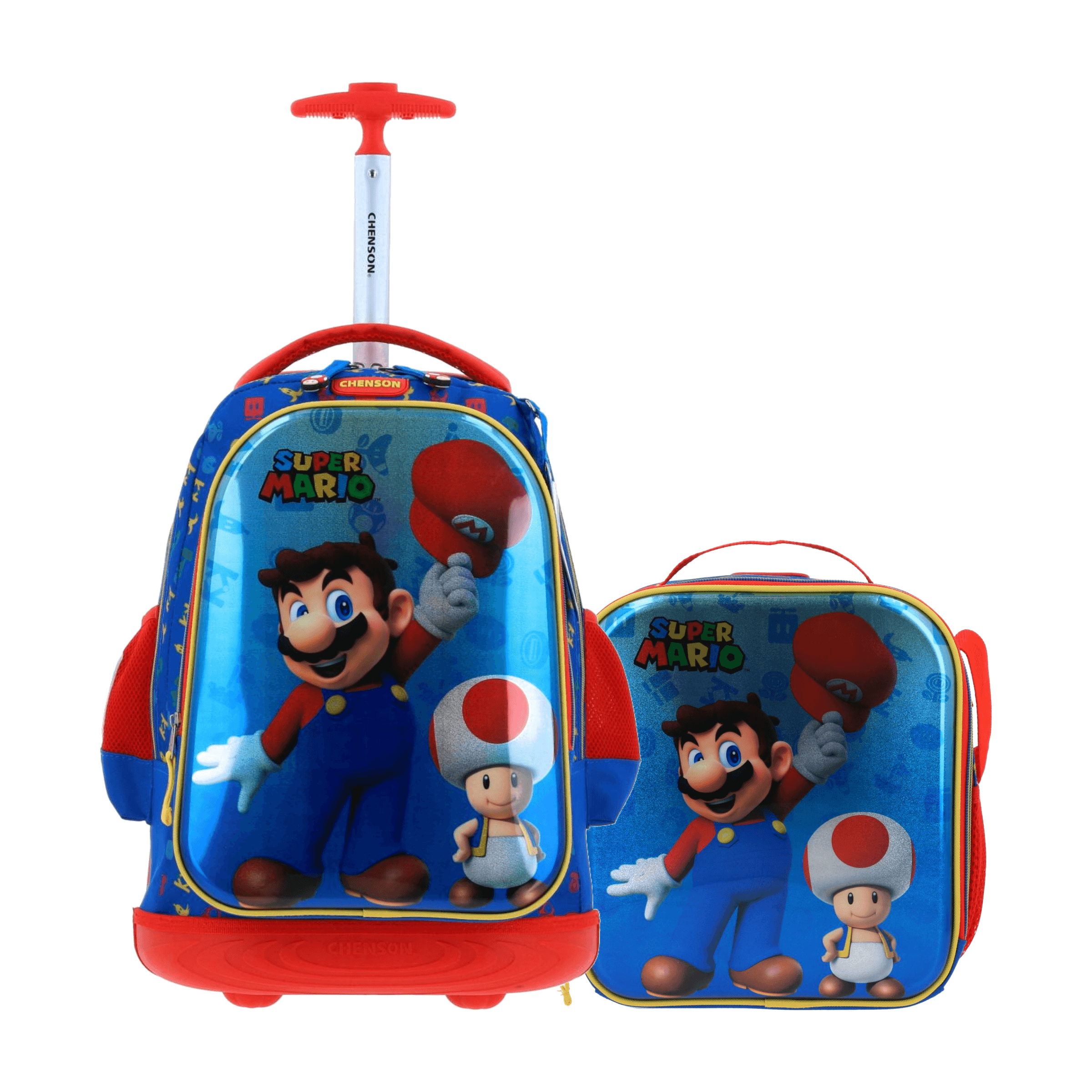 Kit Escolar Mario Bros by Chenson Mochila con Ruedas + Lonchera Azul Infantil - Modelo MB65983, modelo MB65983-9-KC2O