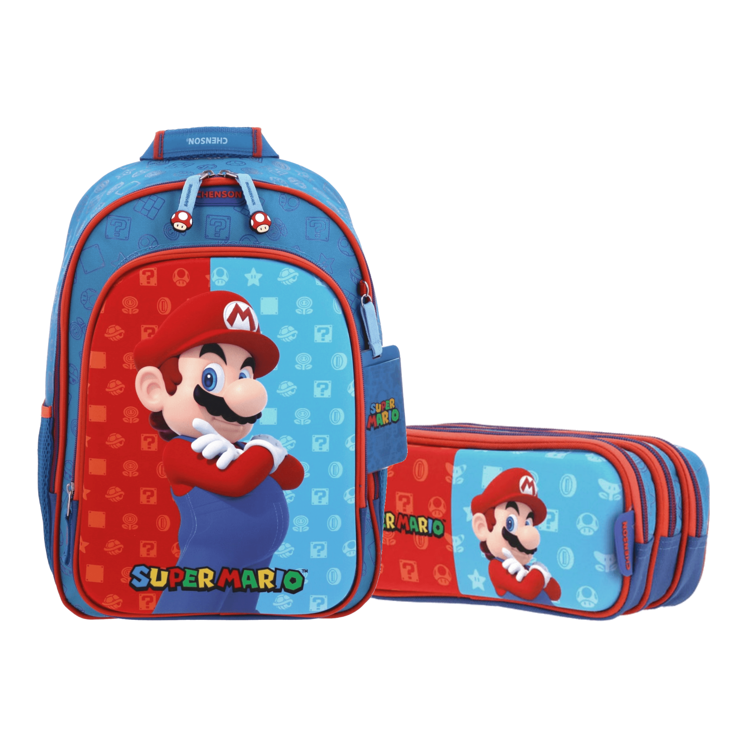 Kit Escolar Mario Bros by Chenson (Mochila + Lapicera) Azul Infantil - Modelo MB66078, modelo MB66078-9-KC2A