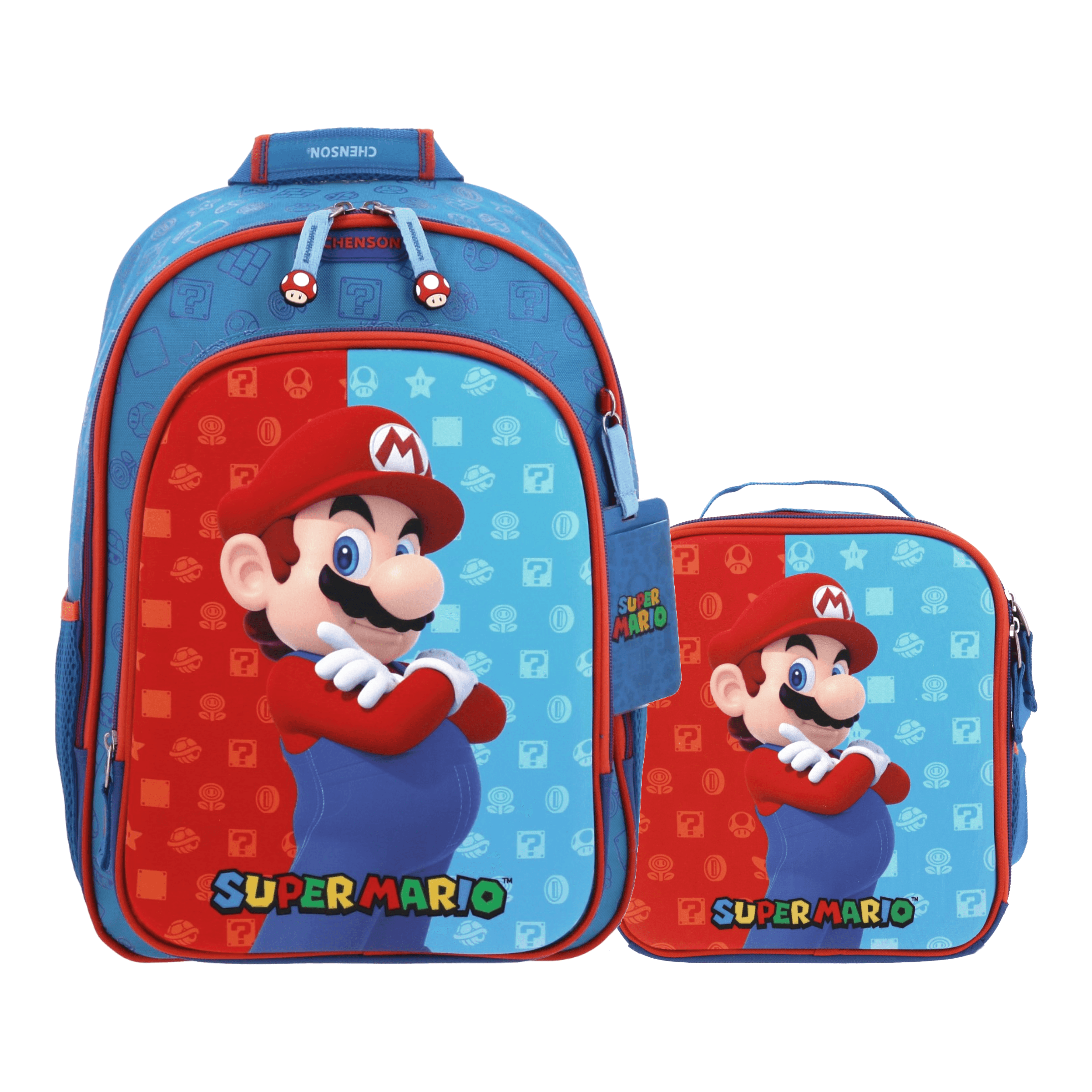 Kit Escolar Mario Bros by Chenson (Mochila + Lonchera) Azul Infantil - Modelo MB66078, modelo MB66078-9-KC2O