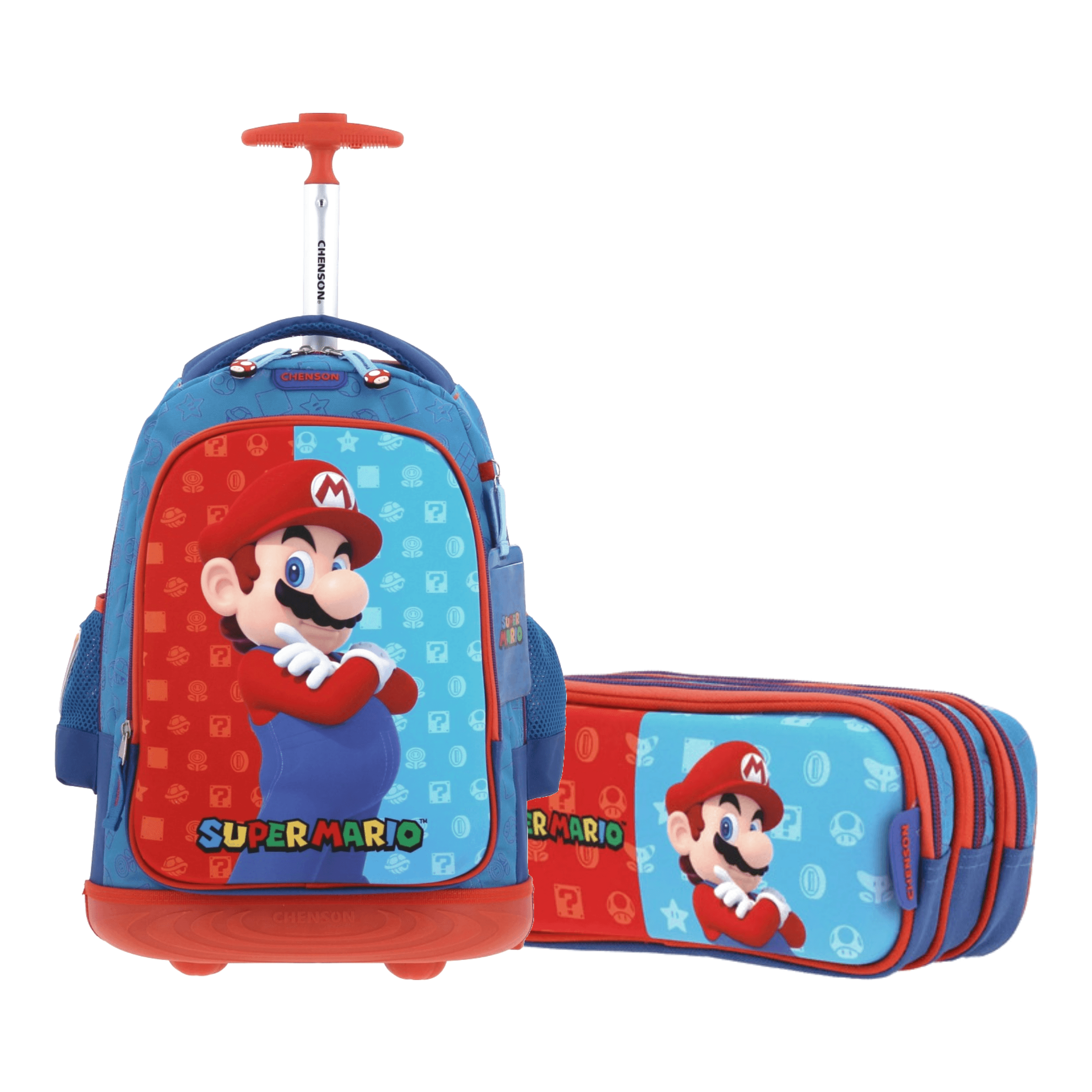 Kit Escolar Mario Bros by Chenson Mochila con Ruedas + Mochila Azul Infantil - Modelo MB66083, modelo MB66083-9-KC2A