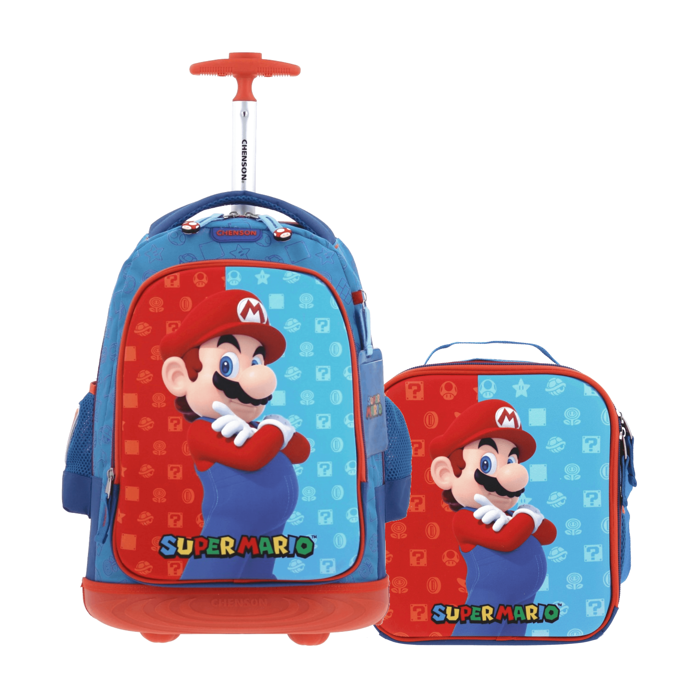 Kit Escolar Mario Bros by Chenson (Mochila con Ruedas + Lonchera) Azul Infantil - Modelo MB66083, modelo MB66083-9-KC2O
