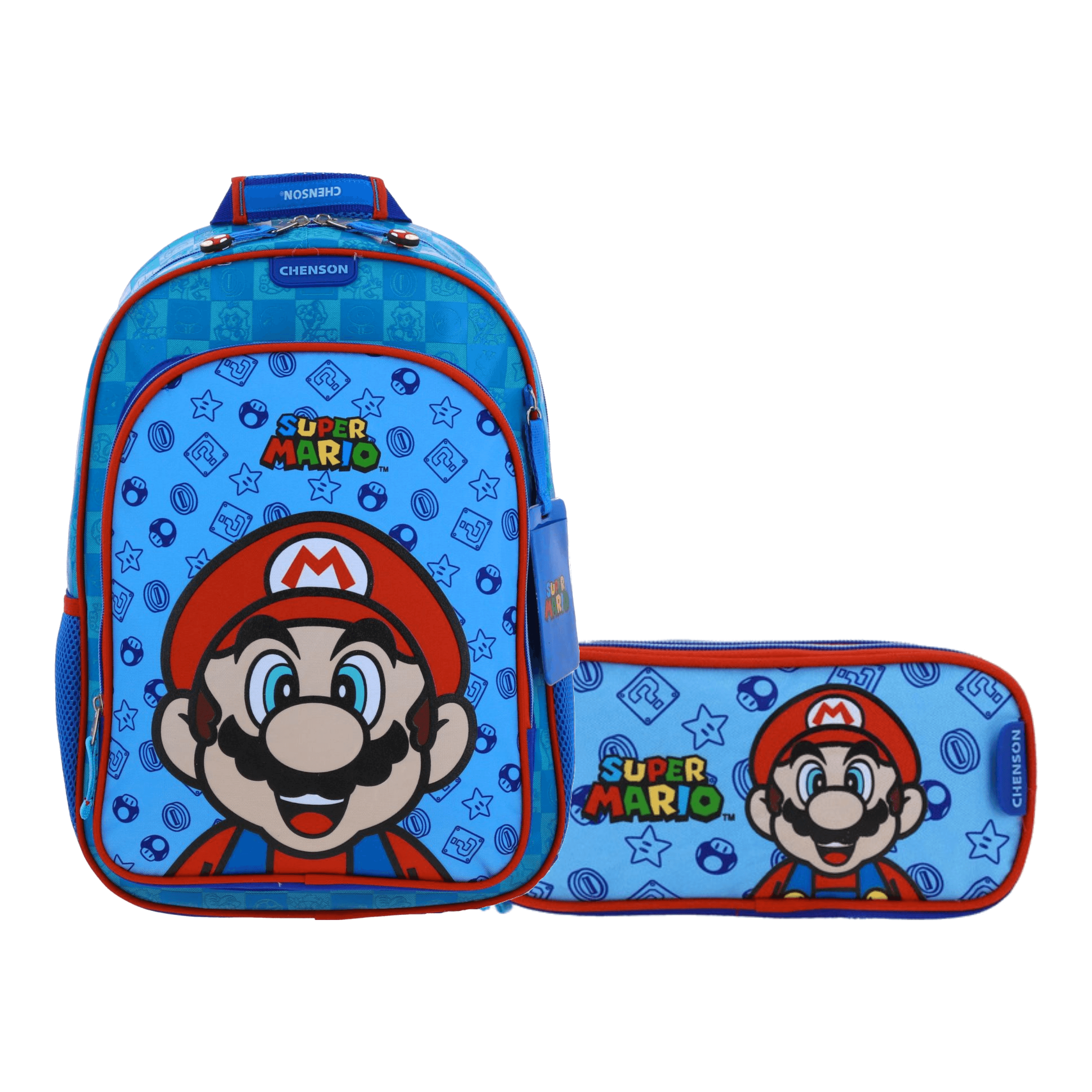 Kit Escolar Mario Bros by Chenson (Mochila + Lapicera) Azul Infantil - Modelo MB66127, modelo MB66127-9-KC2A