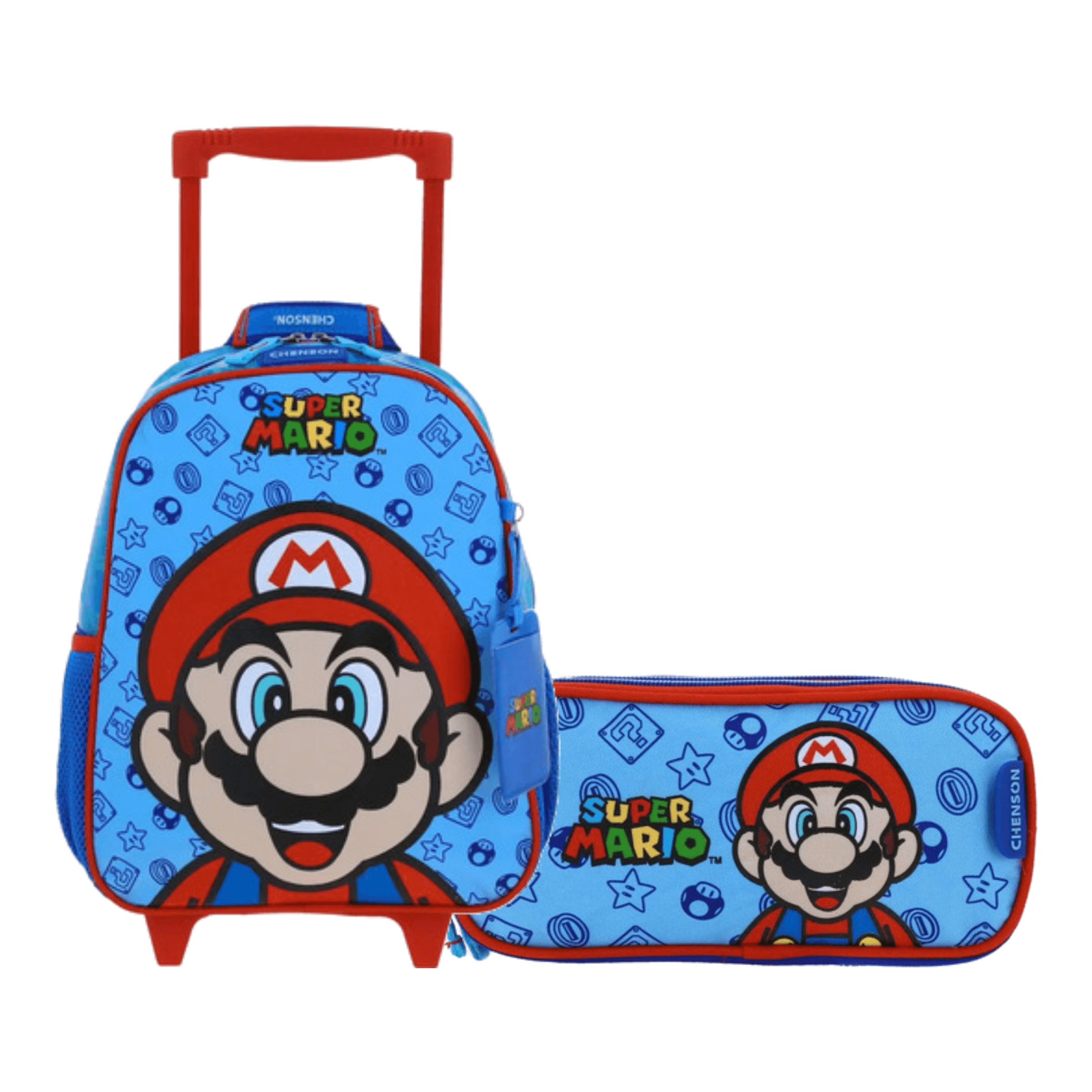 Kit Escolar Mario Bros by Chenson (Mochila con Ruedas + Lapicera) Azul Infantil - Modelo MB66131, modelo MB66131-9-KC2A