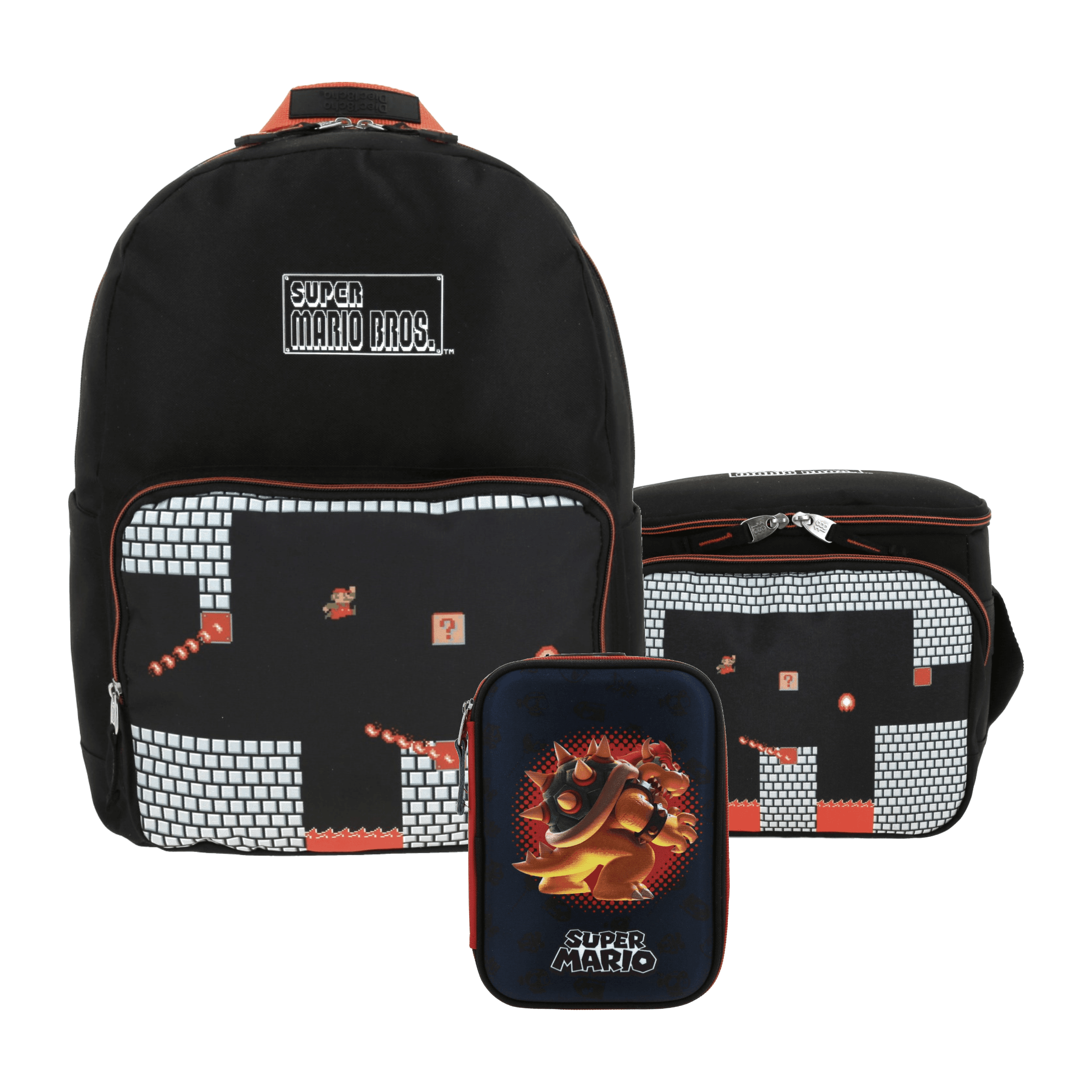 Kit Escolar Mario Bros by Chenson (Mochila + Lonchera + Lapicera) Negro Infantil - Modelo MB66156, modelo MB66156-3-KC3