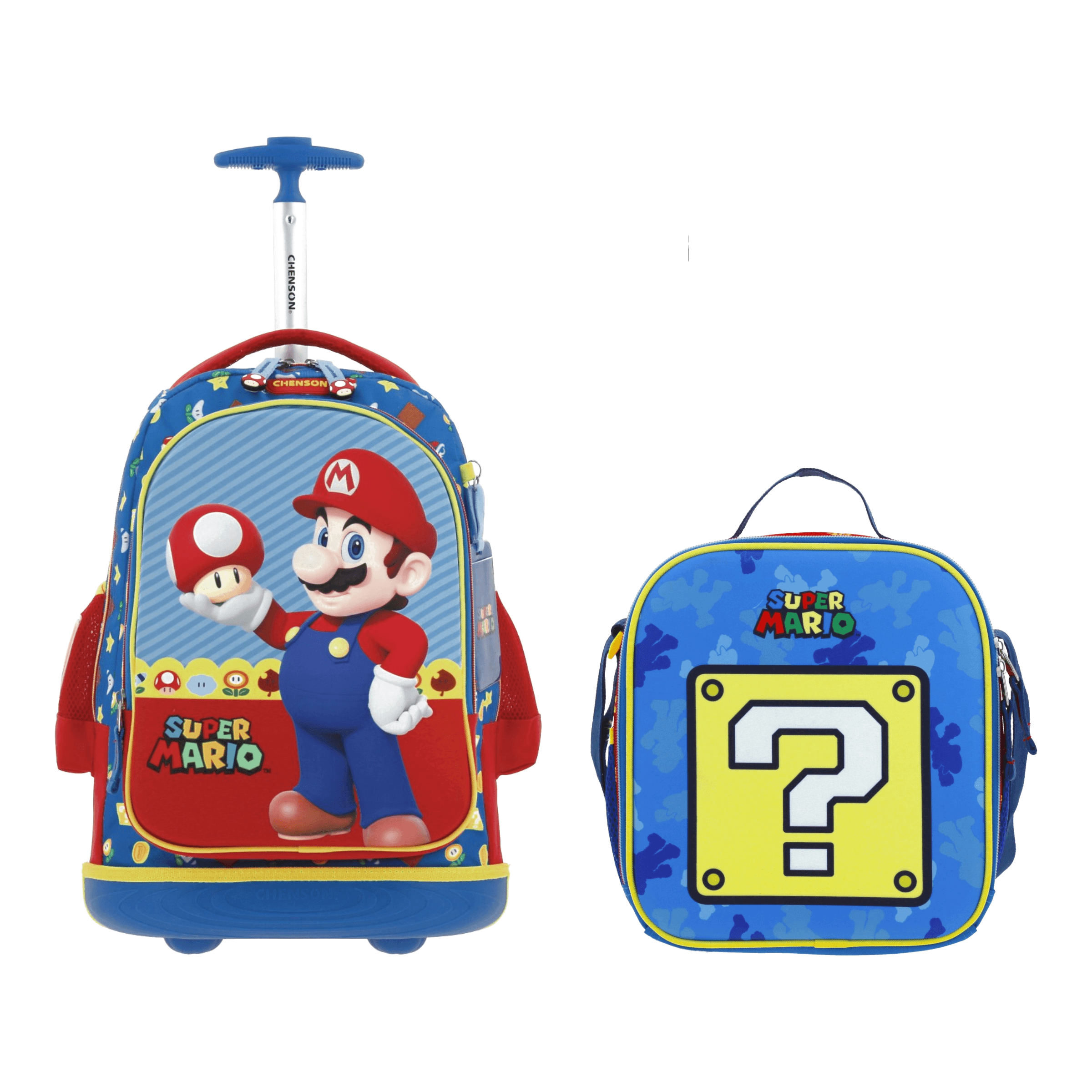 Kit Escolar Mario Bros by Chenson Mochila con Ruedas + Lonchera Azul Infantil - Modelo MB66264, modelo MB66264-9-KC2O