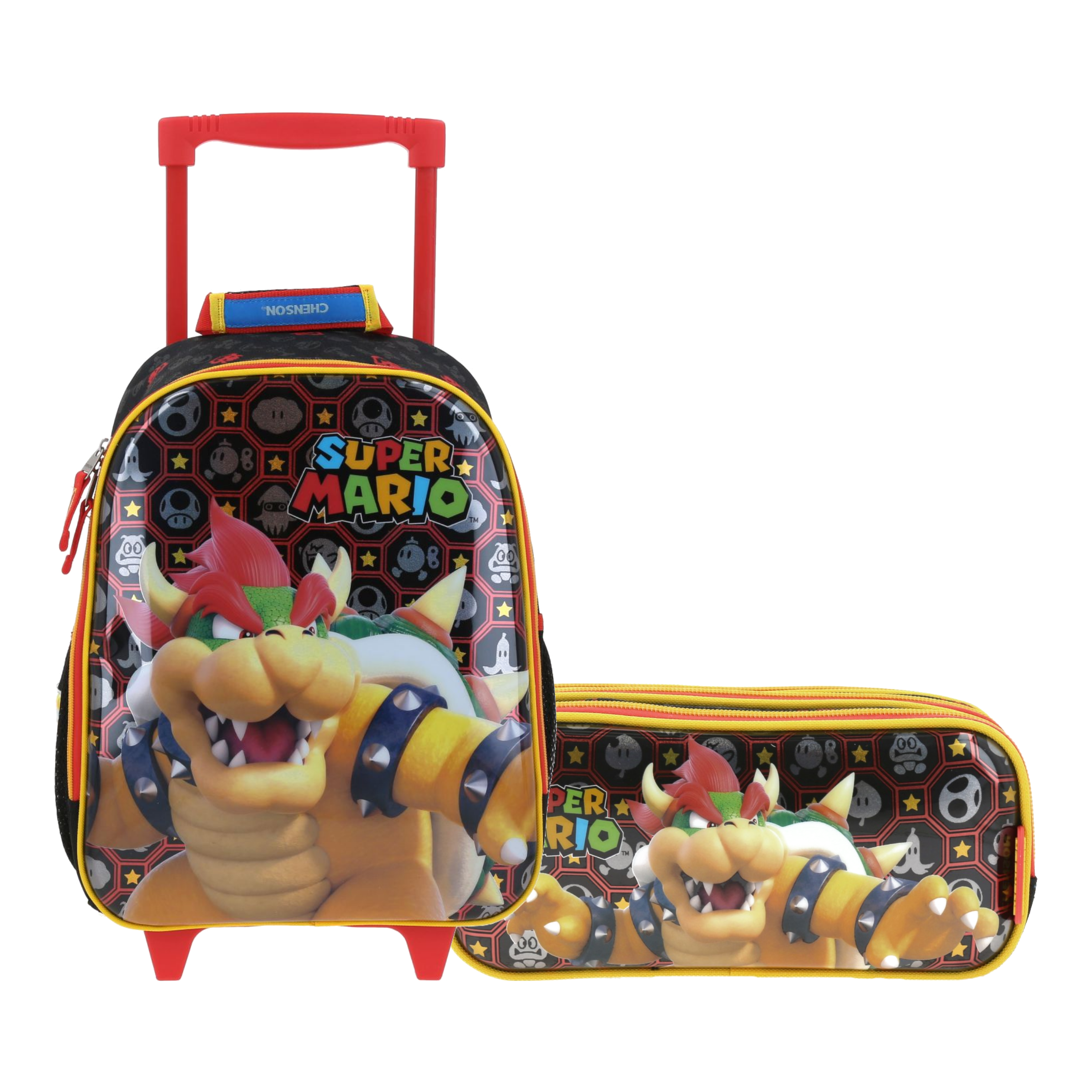 Kit Escolar Mario Bros by Chenson (Mochila con Ruedas + Lapicera) Negro Infantil - Modelo MB66321, modelo MB66321-3-KC2A