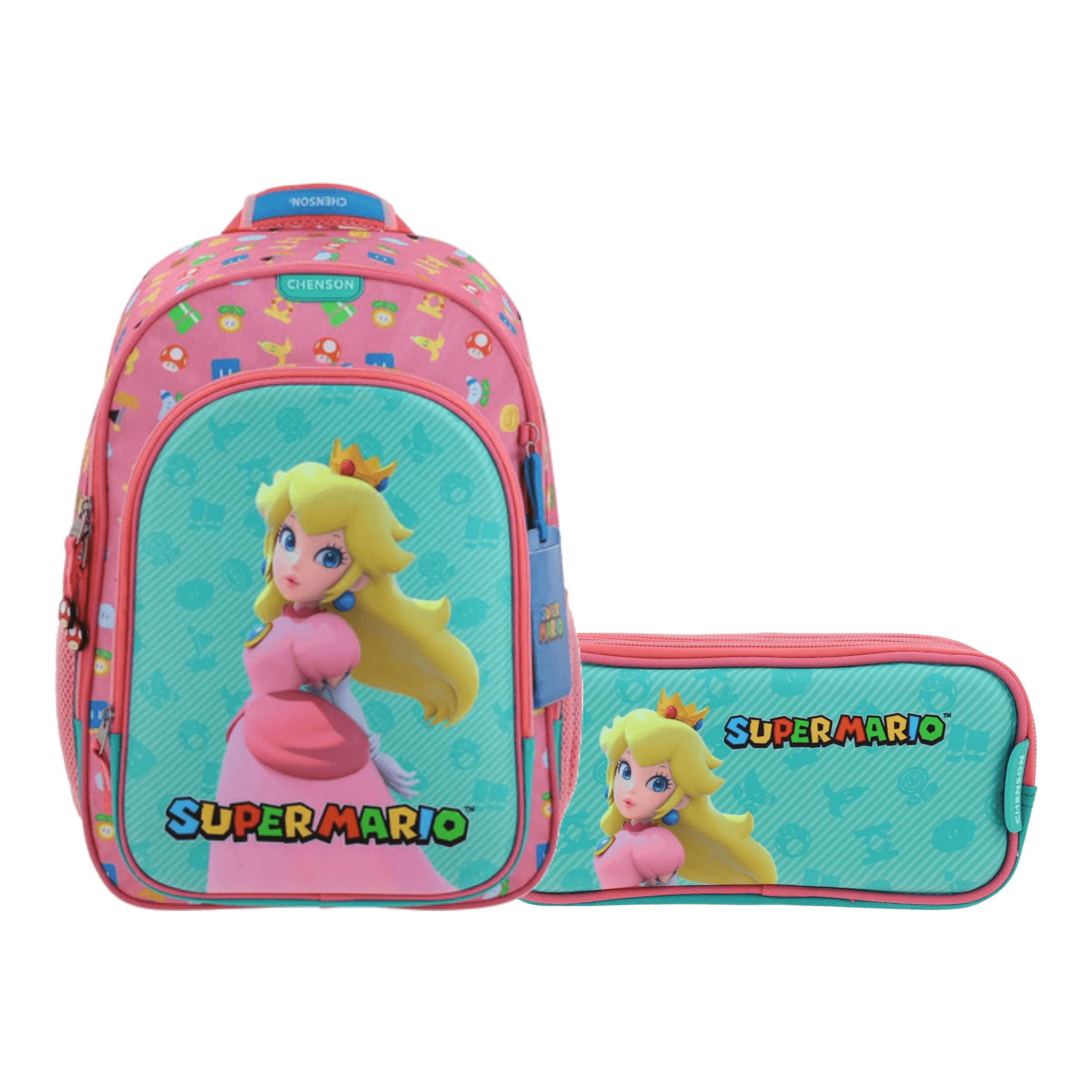 Kit Escolar Mario Bros by Chenson (Mochila + Lapicera) Rosa Infantil - Modelo MB66348, modelo MB66348-P-KC2A
