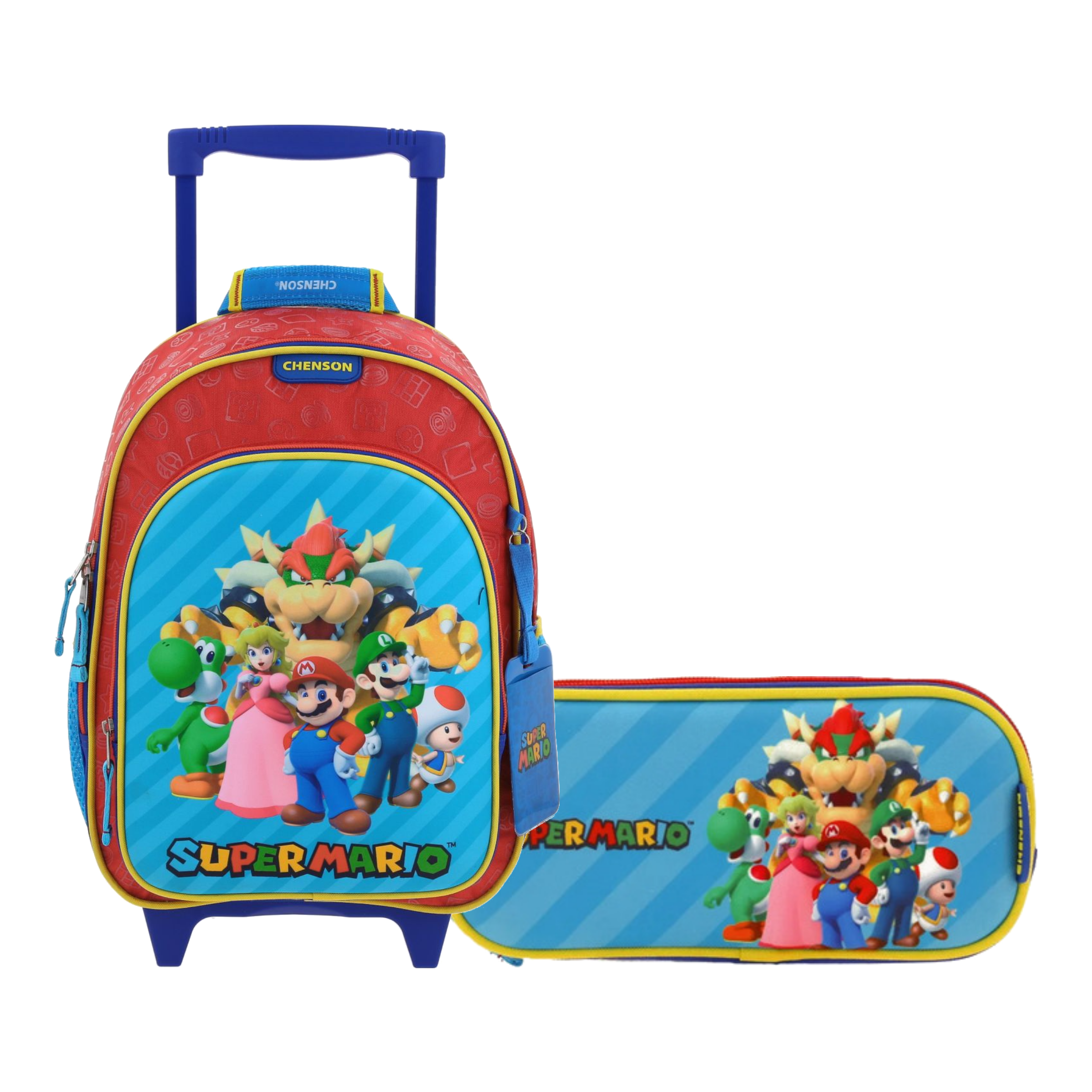 Kit Escolar Mario Bros by Chenson (Mochila con Ruedas + Lapicera) Rojo Infantil - Modelo MB66371, modelo MB66371-R-KC2A