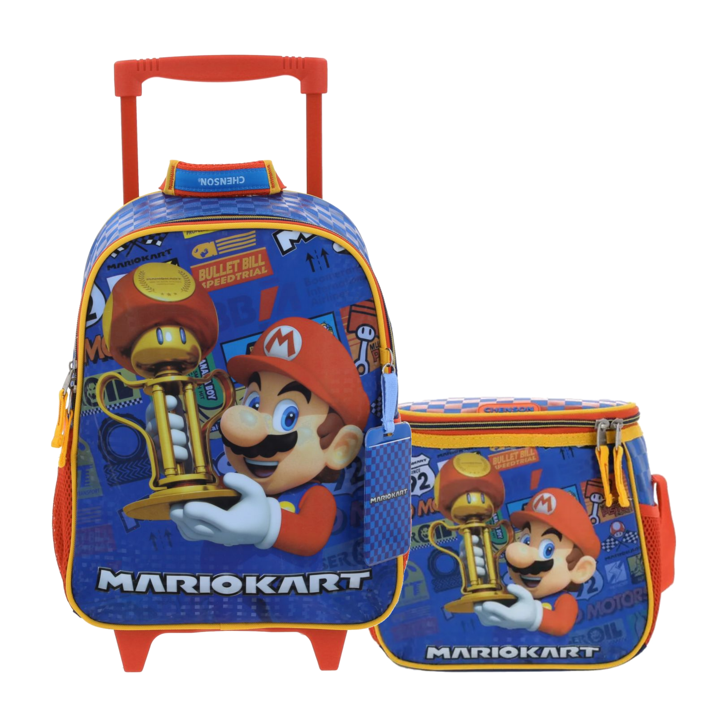 Kit Escolar Mario Bros by Chenson (Mochila con Ruedas + Lonchera) Azul Infantil - Modelo MB66415, modelo MB66415-9-KC2O