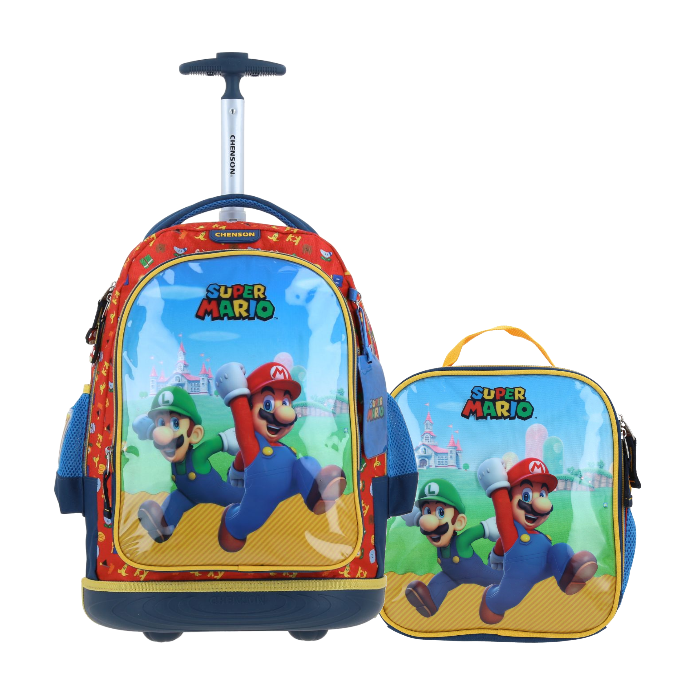 Kit Escolar Mario Bros by Chenson (Mochila con Ruedas + Lonchera) Azul Infantil - Modelo MB66584, modelo MB66584-9-KC2O