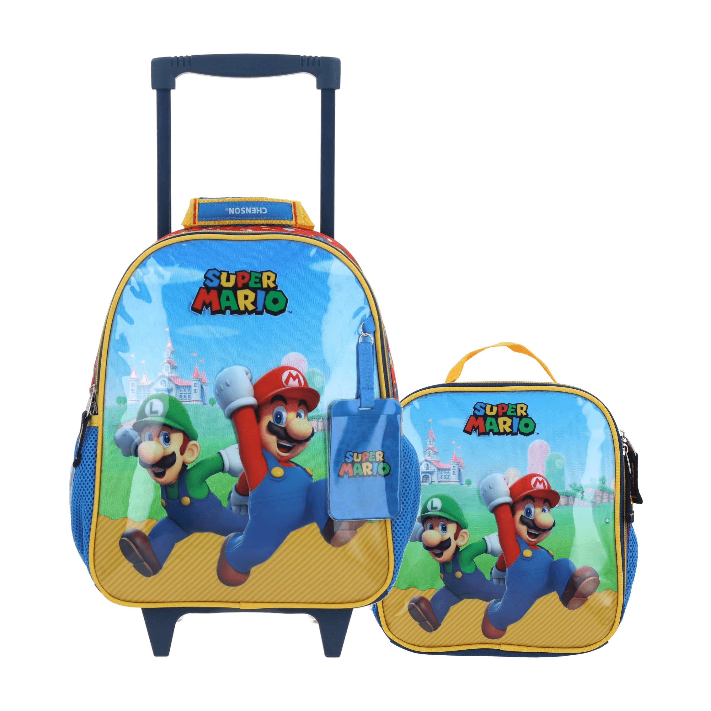 Kit Escolar Mario Bros by Chenson (Mochila con Ruedas + Lonchera) Azul Infantil - Modelo MB66585, modelo MB66585-9-KC2O