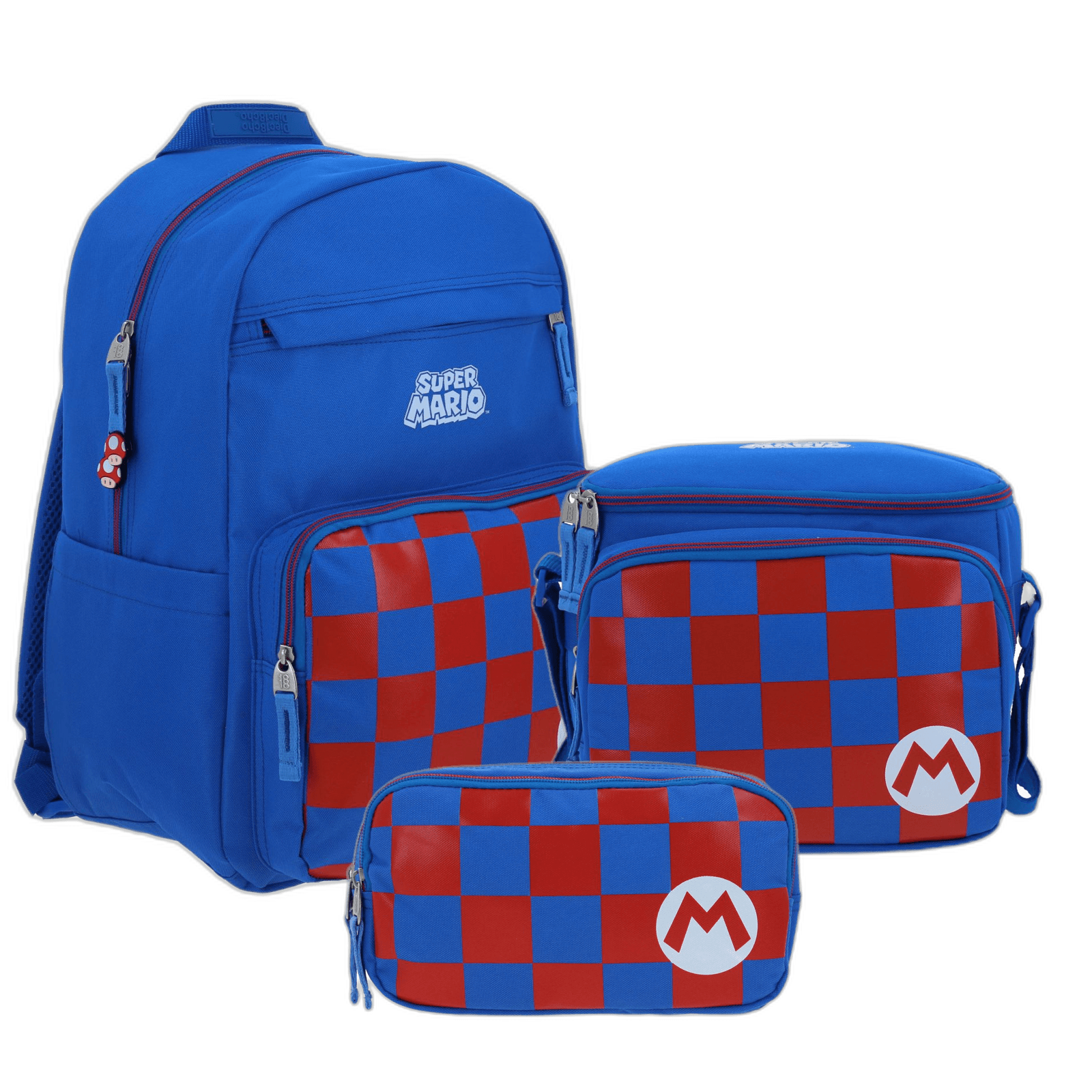 Kit Escolar Mario Bros by Chenson Azul (Mochila + Lonchera + Lapicera) Infantil - Modelo MB70325, modelo MB70325-KC3