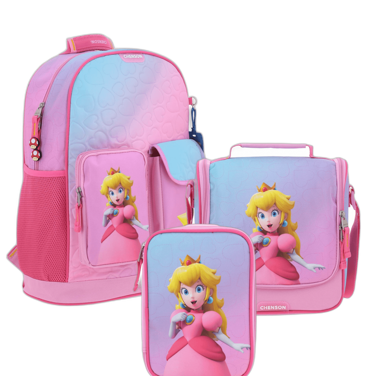 Kit Escolar Mario Bros by Chenson Rosa (Mochila + Lonchera + Lapicera) Infantil - Modelo MB70430, modelo MB70430-KC3