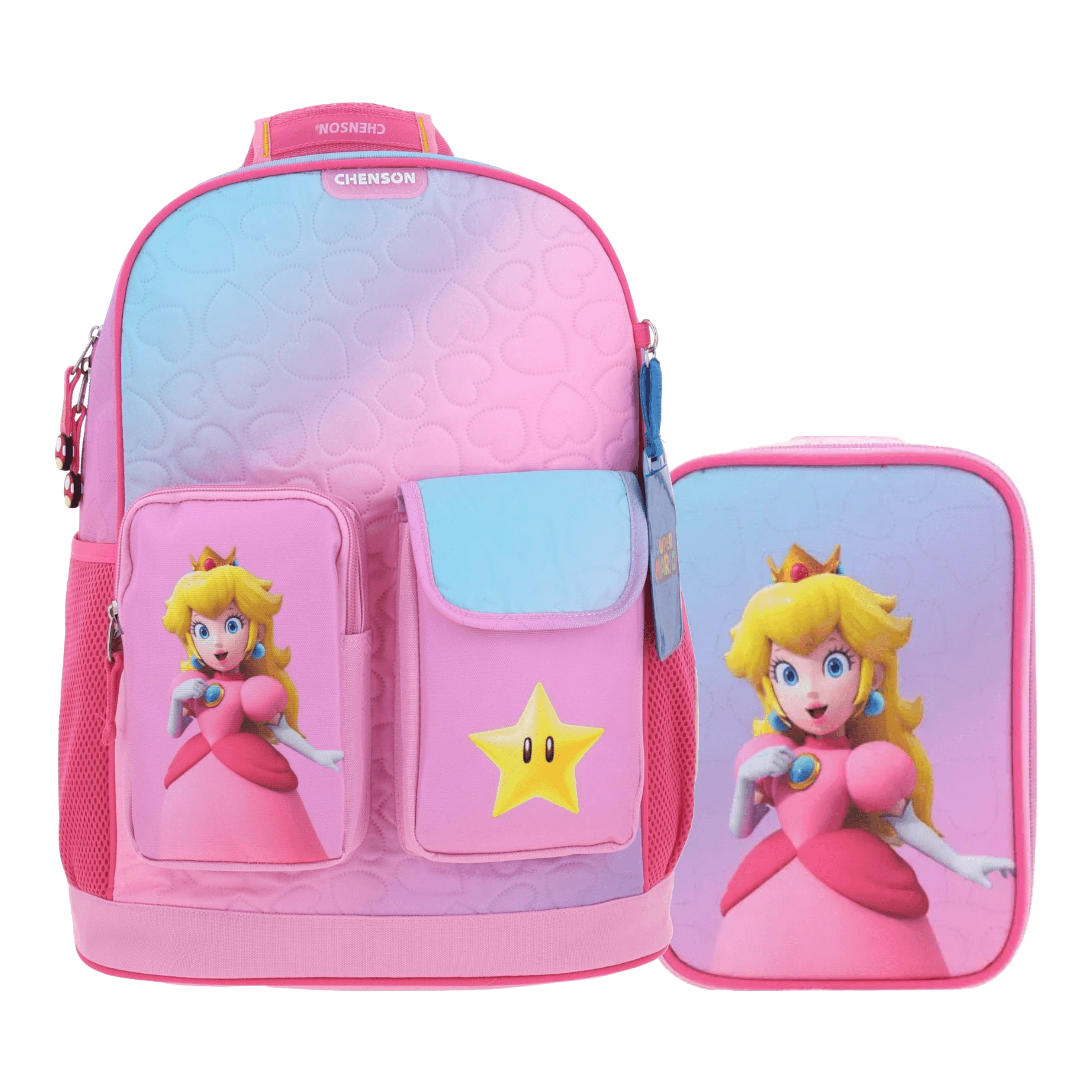 Kit Escolar Mario Bros by Chenson (Mochila + Lapicera) Rosa Infantil - Modelo MB70430, modelo MB70430-P-KC2A