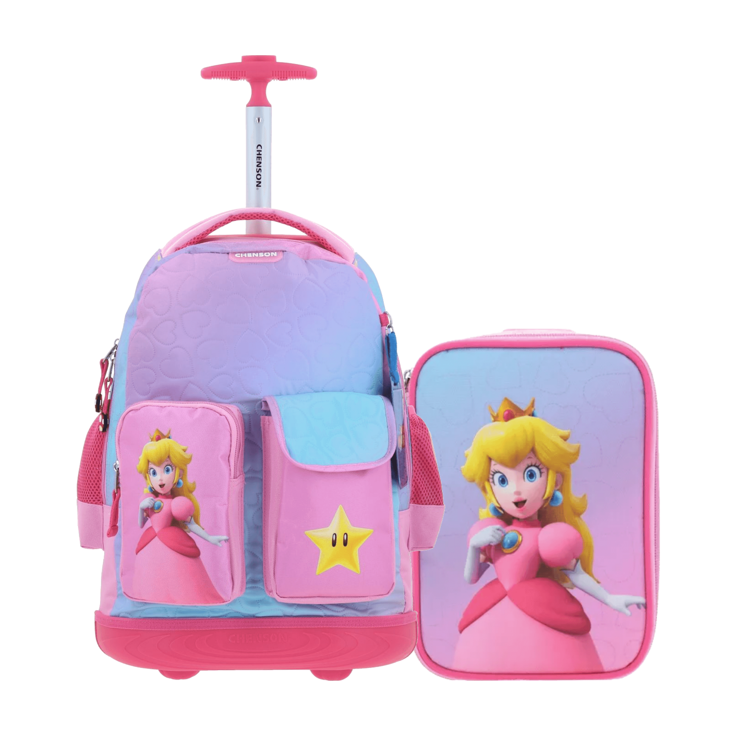 Kit Escolar Mario Bros by Chenson (Mochila con Ruedas + Lapicera) Rosa Infantil - Modelo MB70433, modelo MB70433-P-KB2A