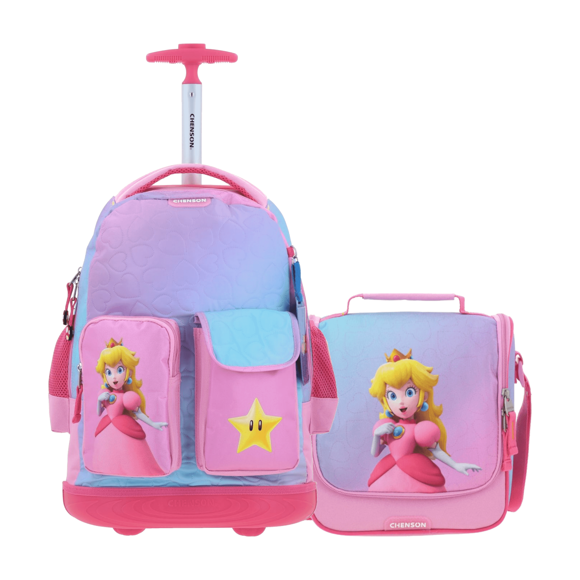 Kit Escolar Mario Bros by Chenson (Mochila con Ruedas + Lonchera) Rosa Infantil - Modelo MB70433, modelo MB70433-P-KB2O