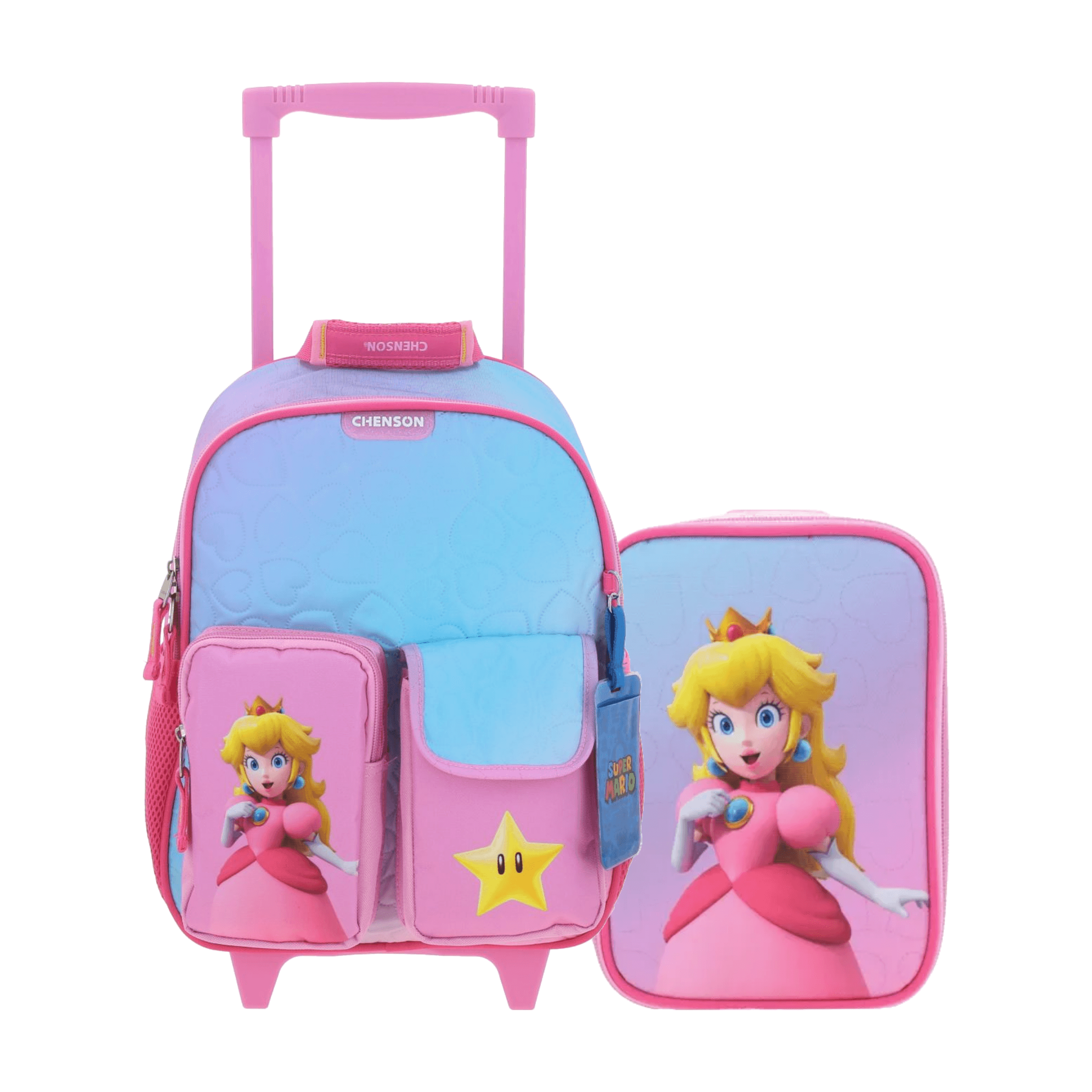Kit Escolar Mario Bros by Chenson (Mochila con Ruedas + Lapicera) Rosa Infantil - Modelo MB70434, modelo MB70434-P-KB2A