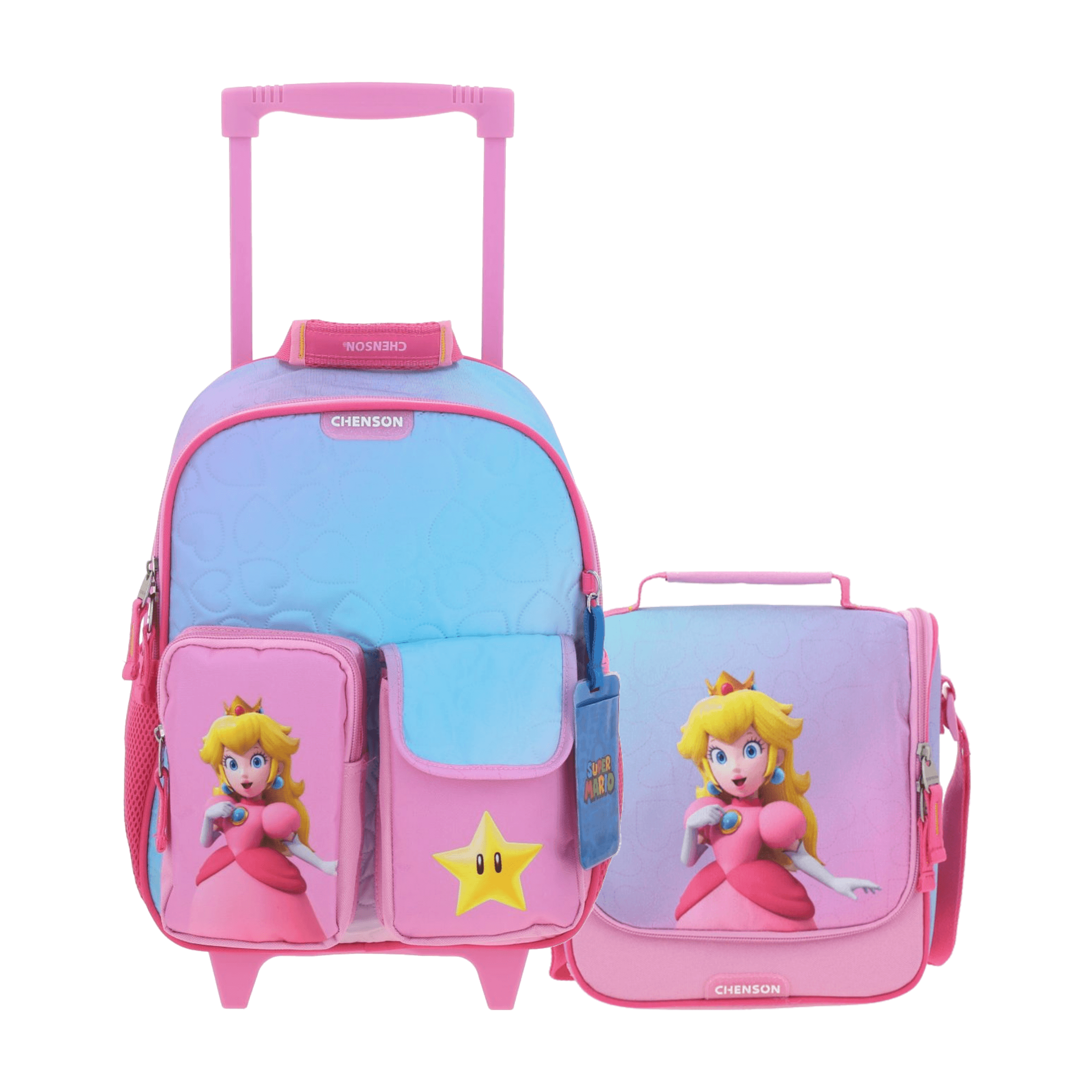 Kit Escolar Mario Bros by Chenson (Mochila con Ruedas + Lonchera) Rosa Infantil - Modelo MB70434, modelo MB70434-P-KB2O
