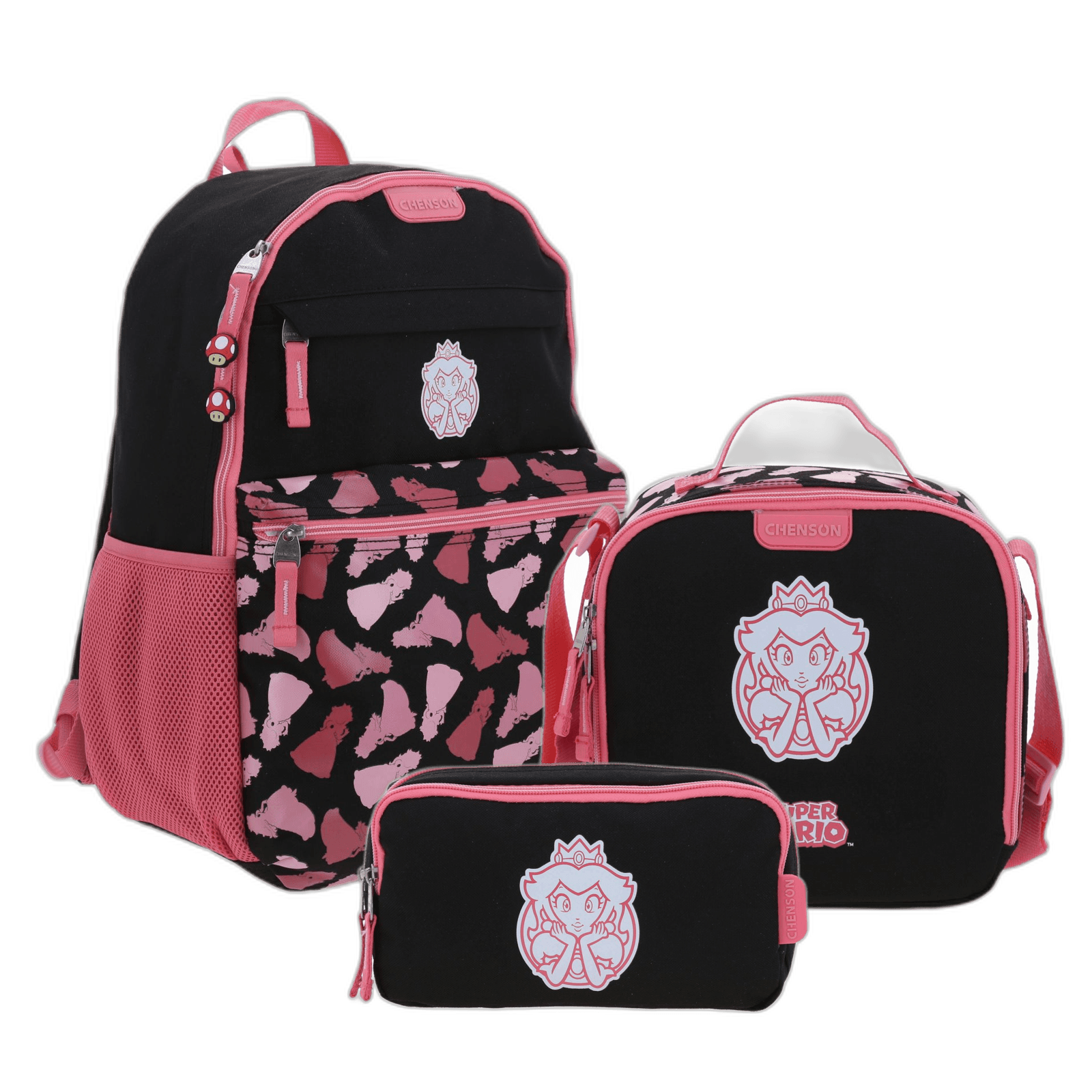 Kit Escolar Mario Bros by Chenson Negro (Mochila + Lonchera + Lapicera) Infantil - Modelo MB70669, modelo MB70669-KC3