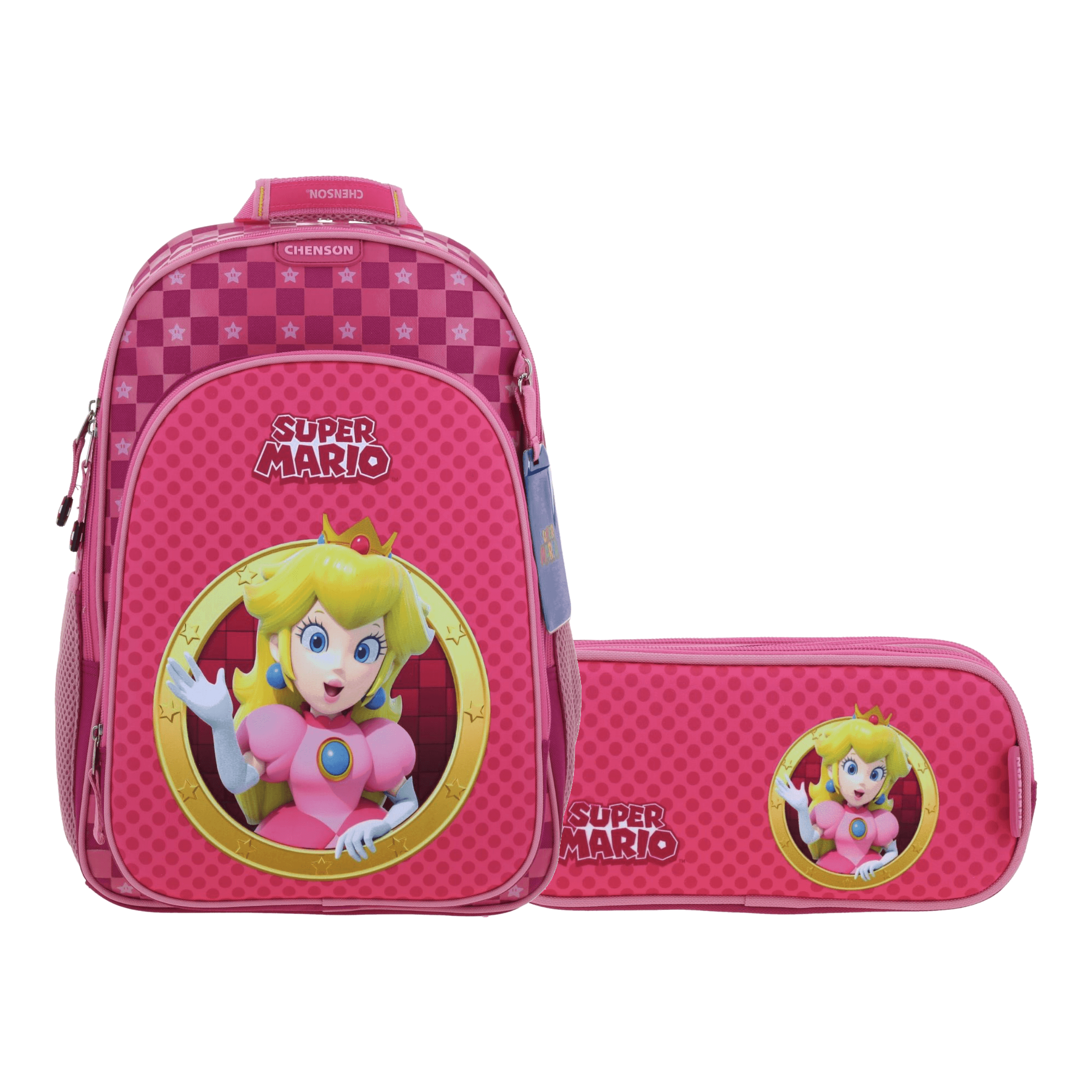 Kit Escolar Mario Bros by Chenson (Mochila + Lapicera) Rosa Infantil - Modelo MB70733, modelo MB70733-P-KC2A